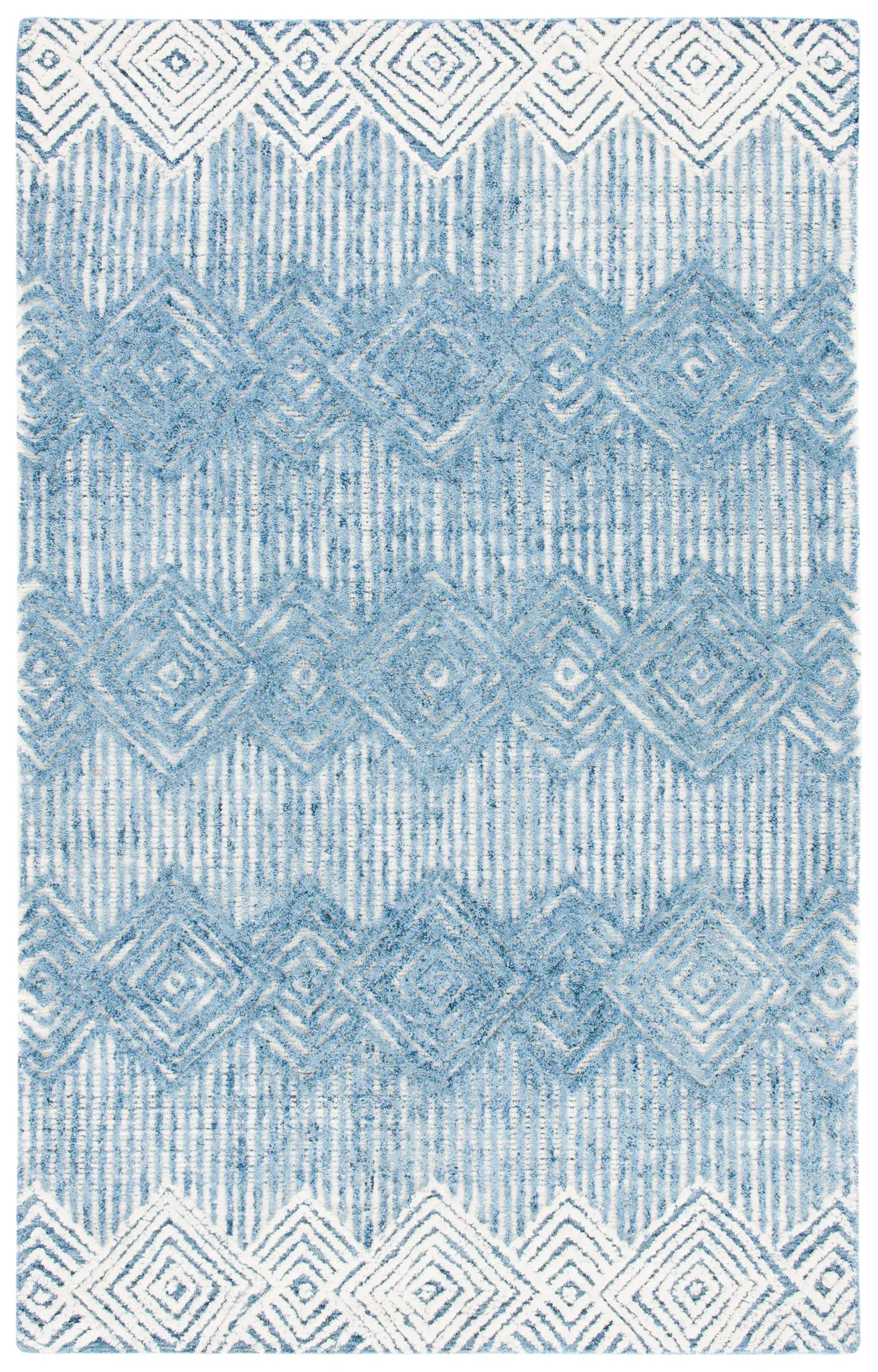 Metro Banded Concentric Diamond Hand-Tufted Wool Rug