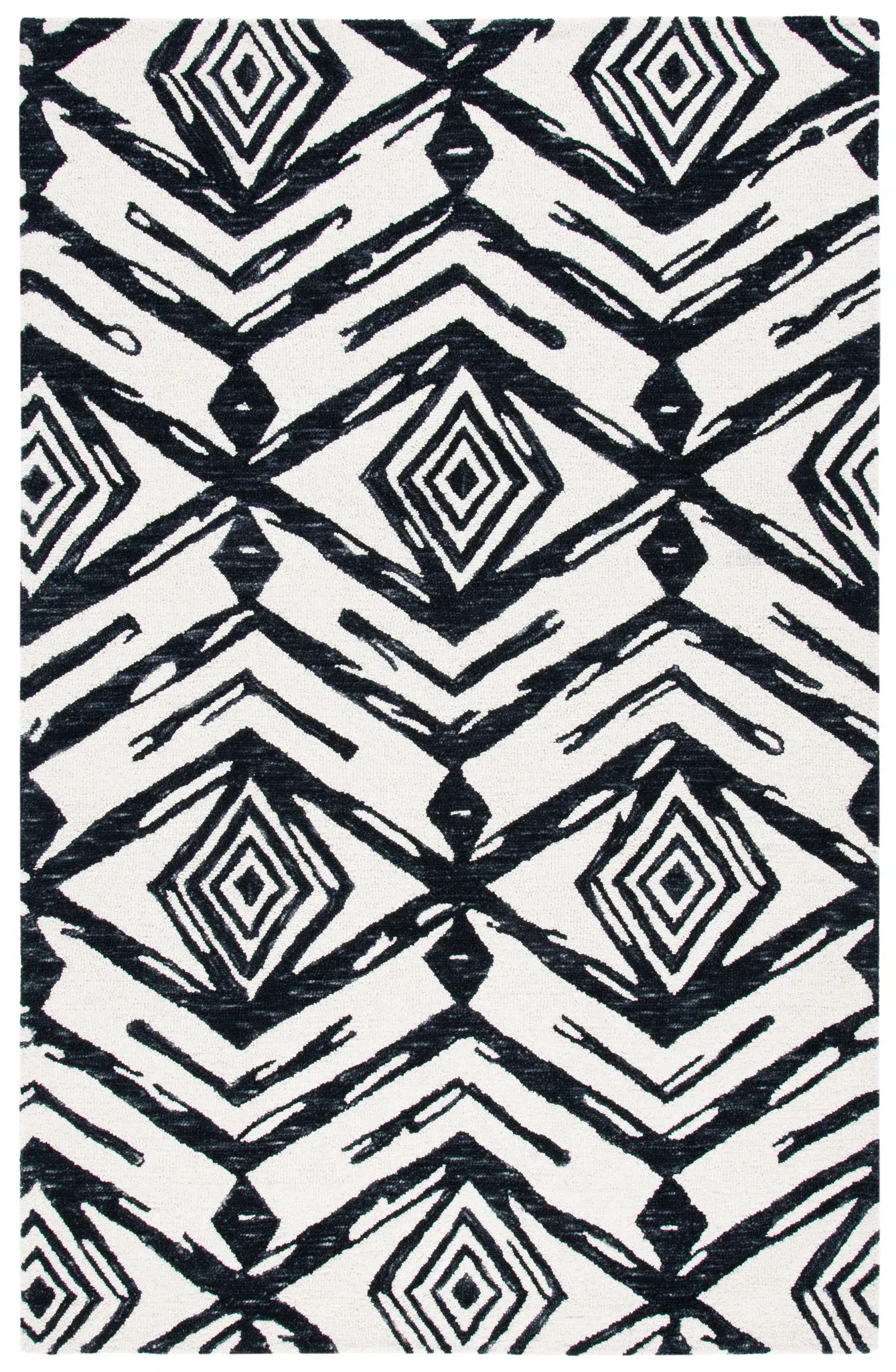 Metro Tribal Ikat Diamond Hand-Tufted Wool Rug