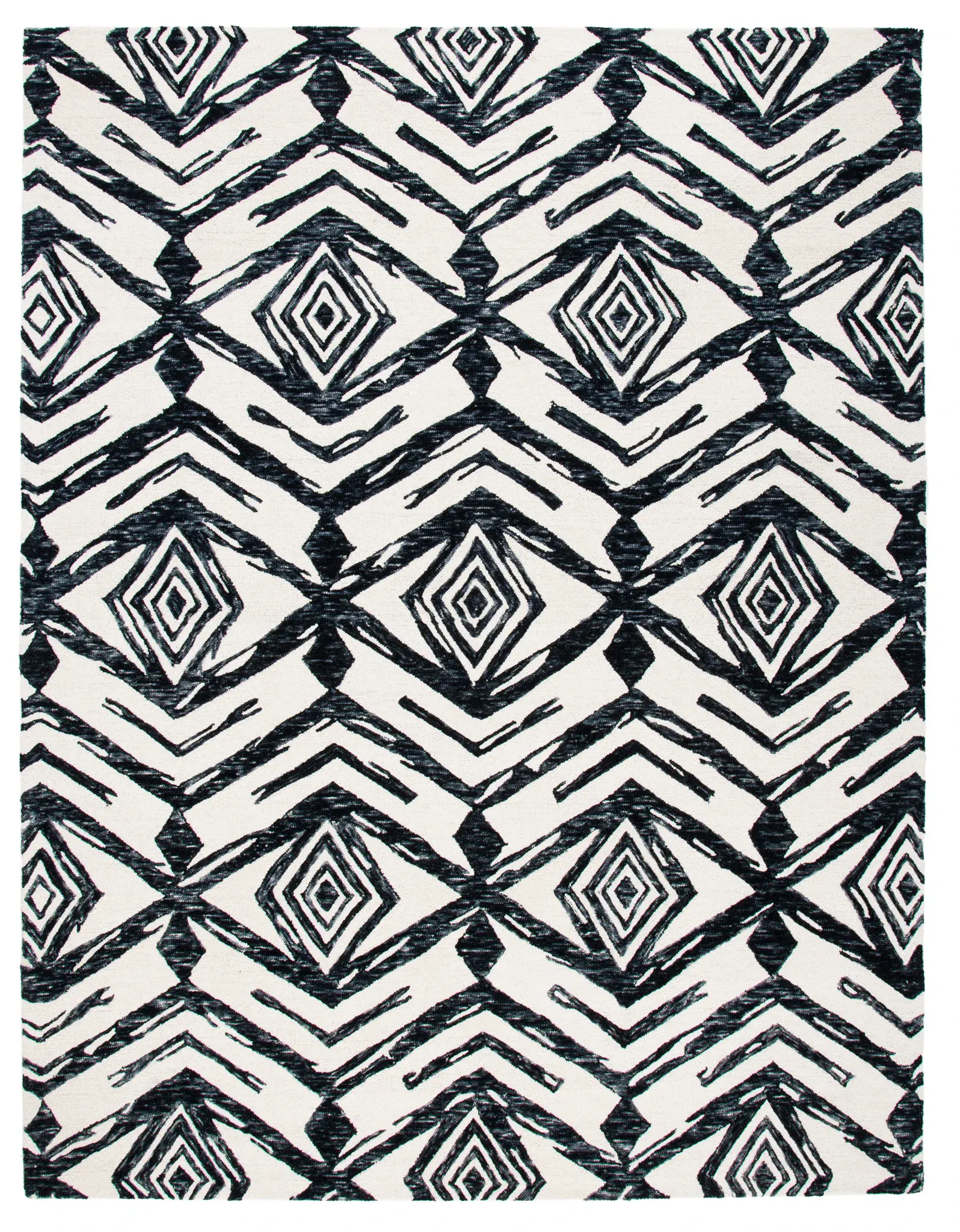 Metro Tribal Ikat Diamond Hand-Tufted Wool Rug