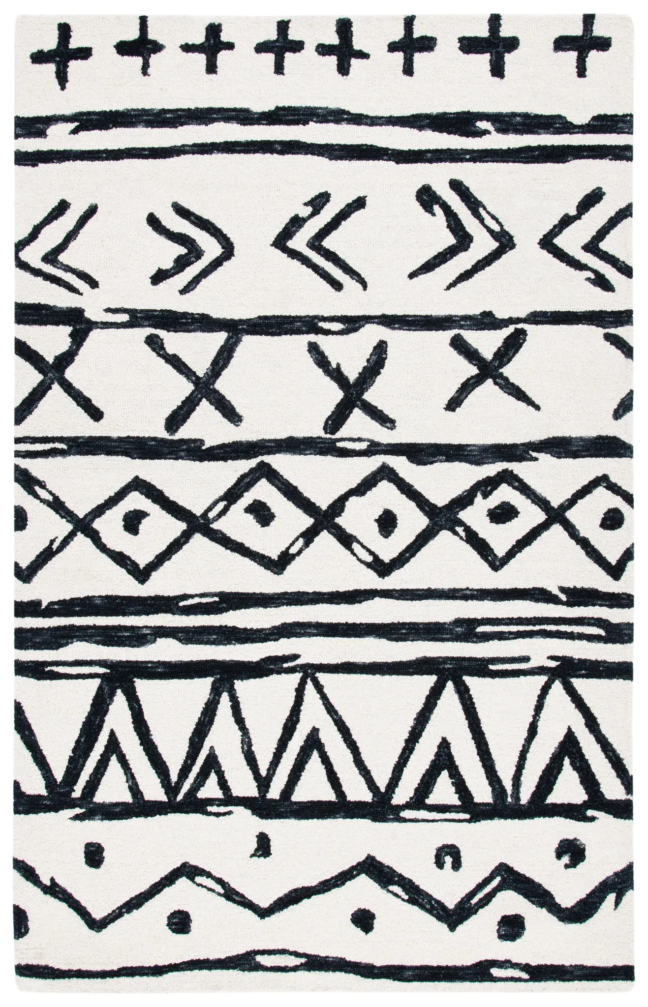 Metro Tribal Motif Stripe Hand-Tufted Wool Rug