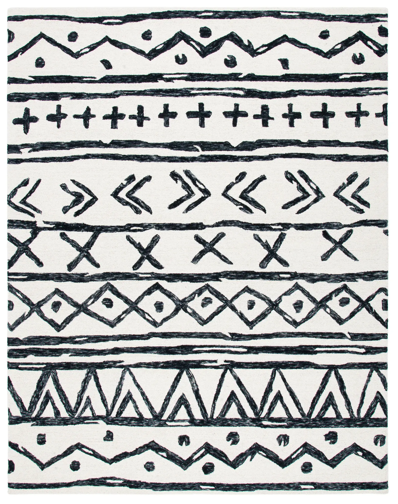 Metro Tribal Motif Stripe Hand-Tufted Wool Rug