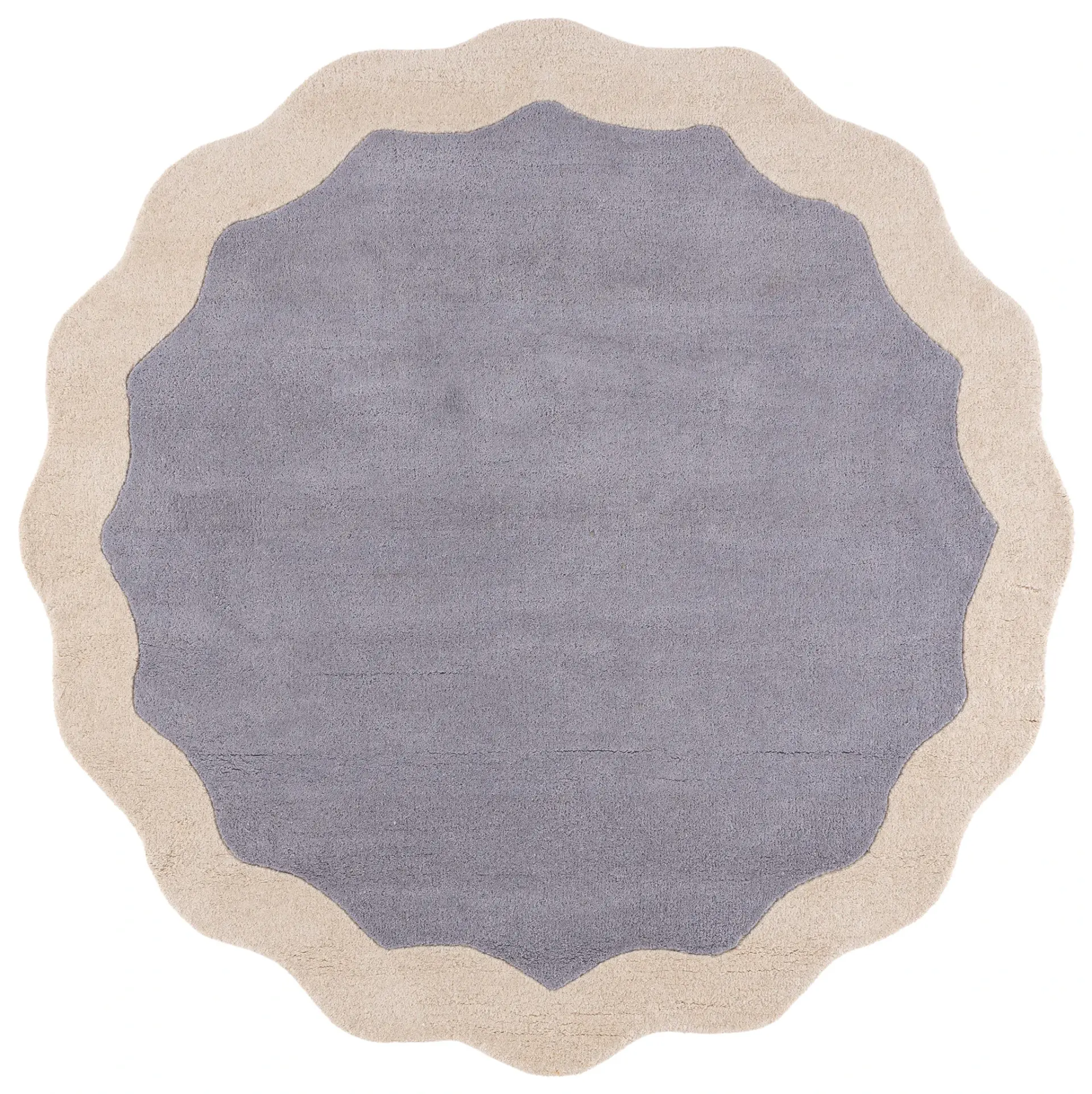 Metro Modern Scalloped Border Hand-Tufted Wool Rug