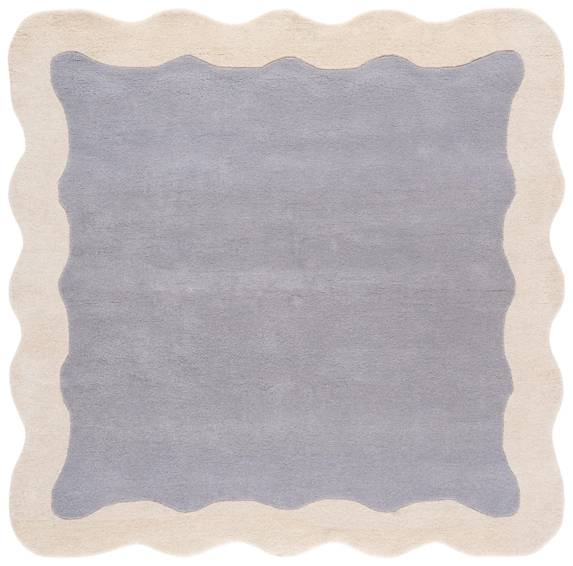 Metro Modern Scalloped Border Hand-Tufted Wool Rug