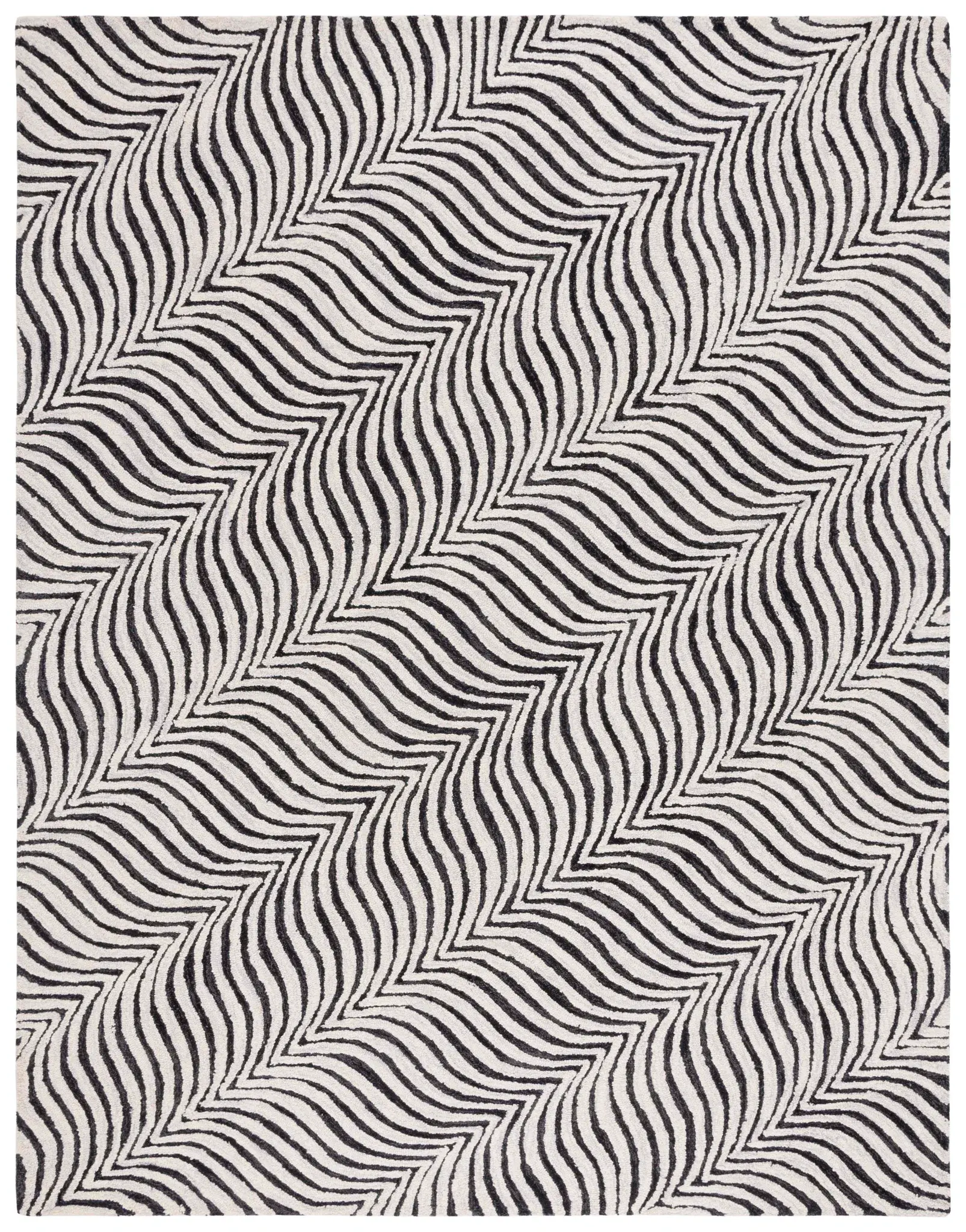 Metro Modern Wavy Chevron Hand-Tufted Wool Rug