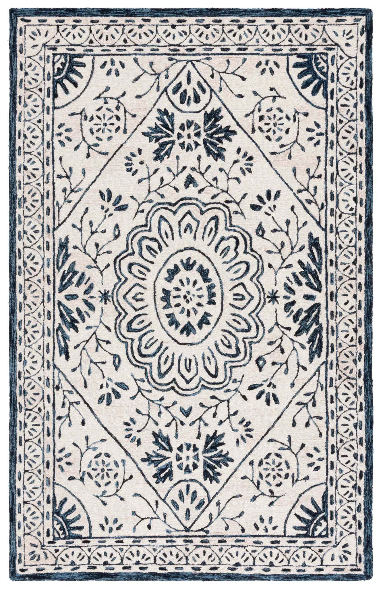 Metro Rosette Medallion Hand-Tufted Wool Rug