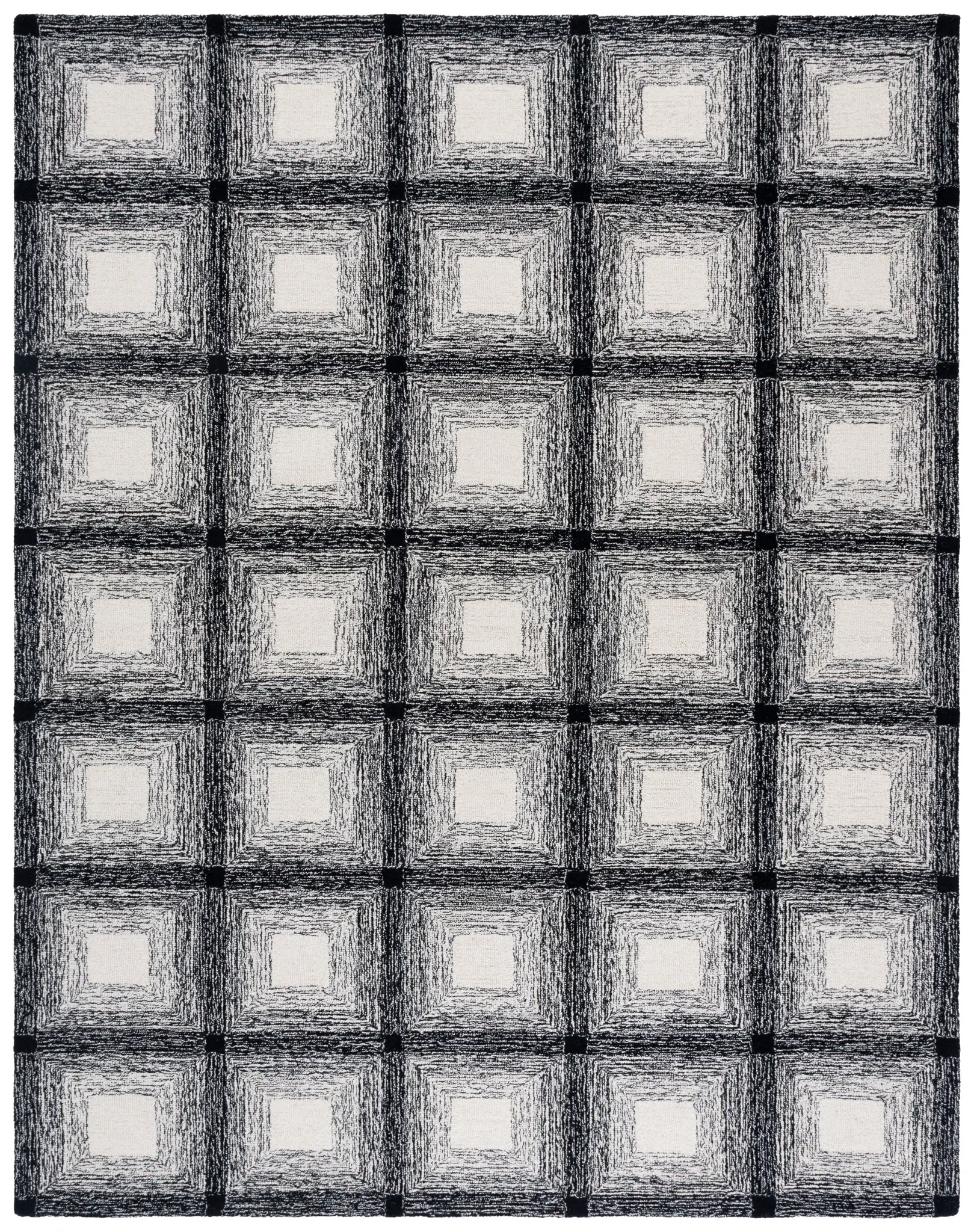 Metro Square Grid Hand-Tufted Wool Rug