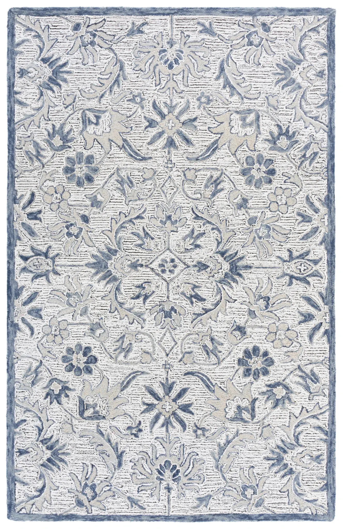 Metro Symmetrical Palmette Floral Hand-Tufted Wool Rug