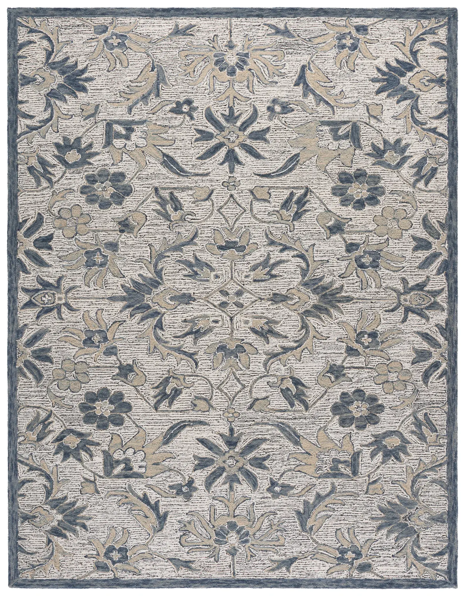 Metro Symmetrical Palmette Floral Hand-Tufted Wool Rug