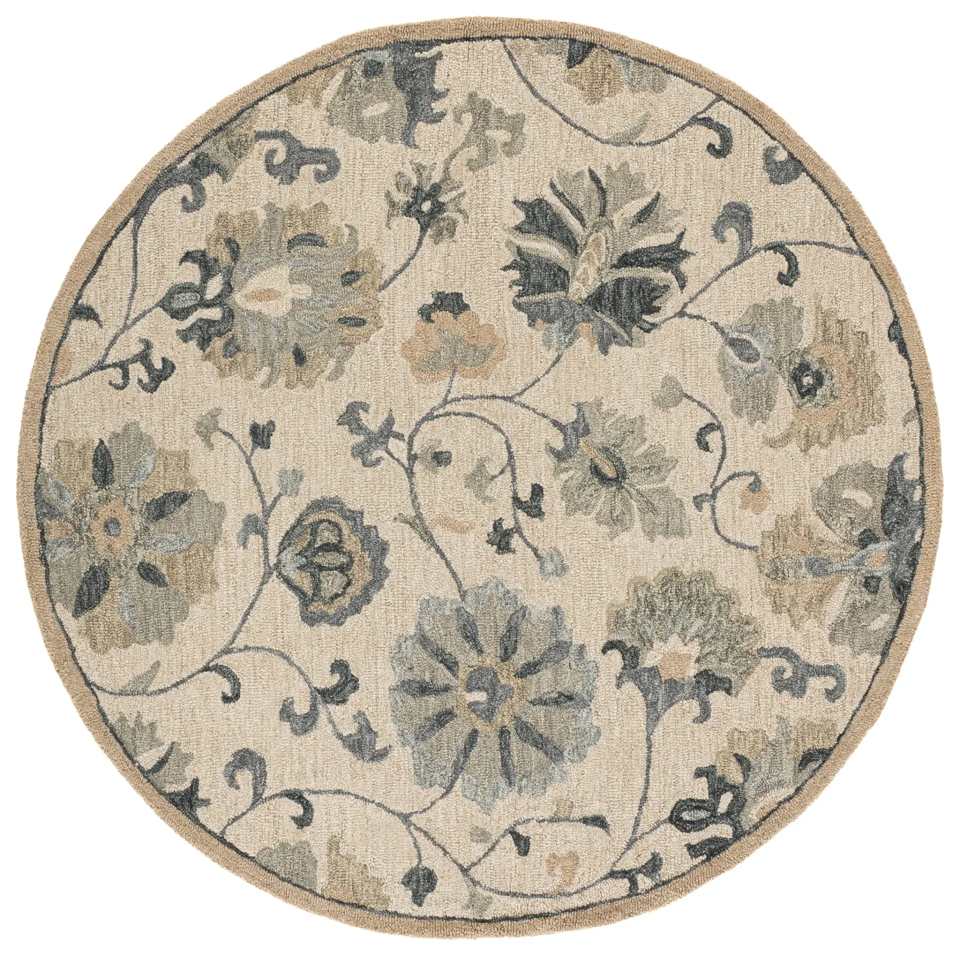 Metro Traditional Allover Floral Hand-Tufted Wool Rug