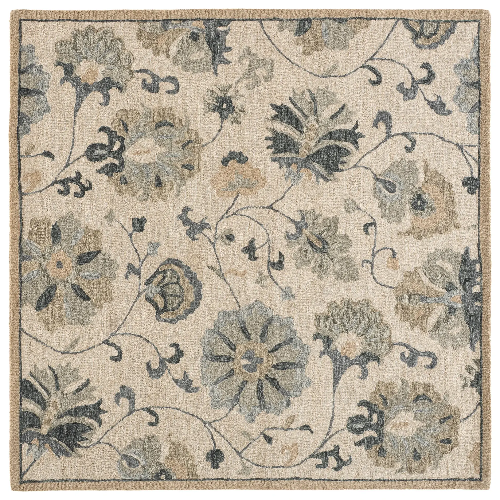 Metro Traditional Allover Floral Hand-Tufted Wool Rug