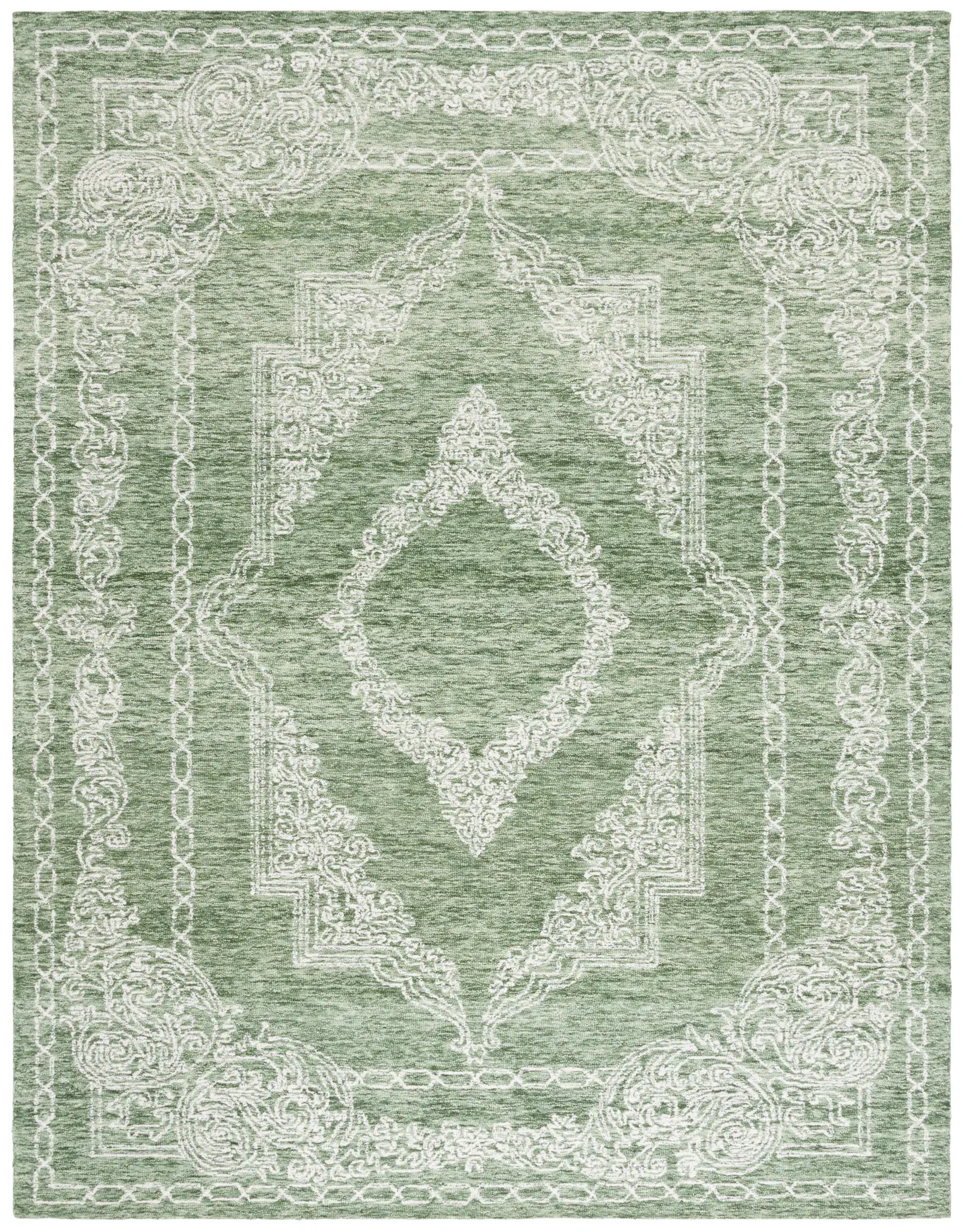 Metro Acanthus Scroll Medallion Hand-Tufted Wool Rug