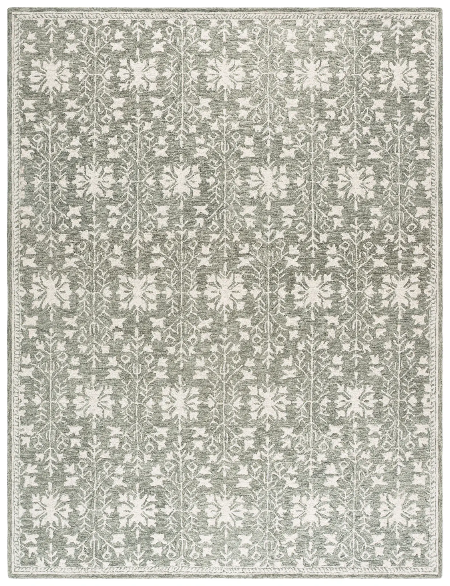Metro Botanical Tile Hand-Tufted Wool Rug