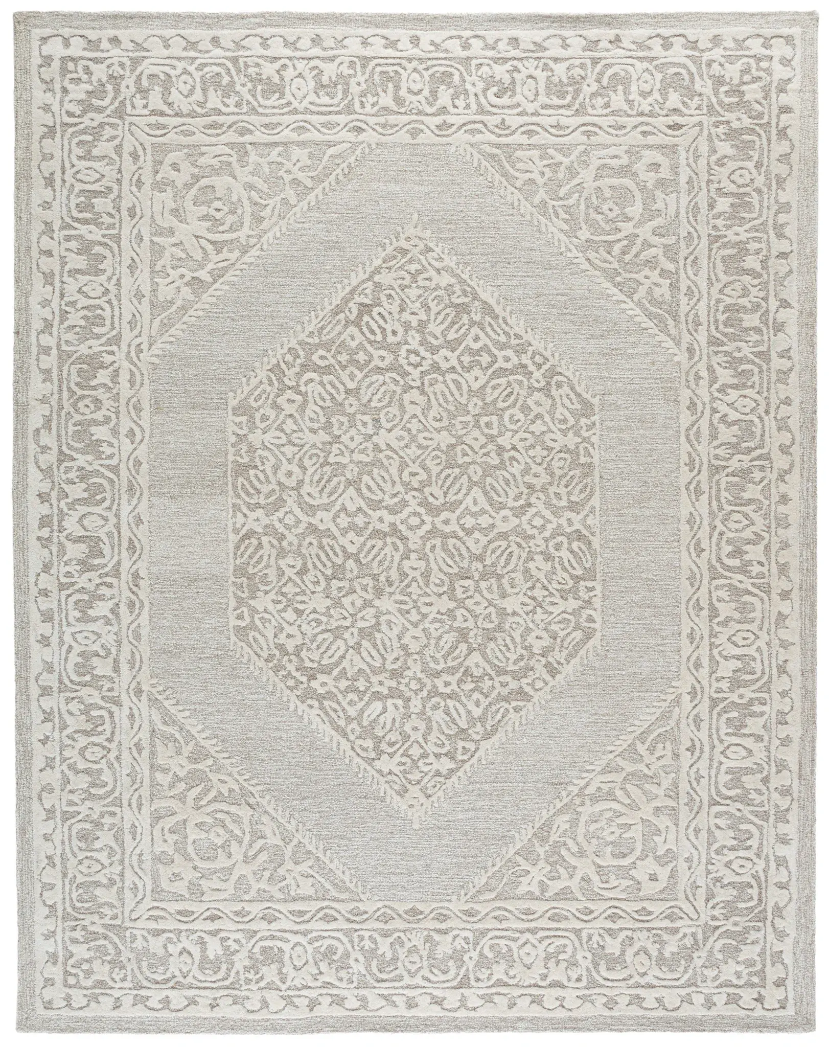 Metro Diamond Medallion Border Hand-Tufted Wool Rug