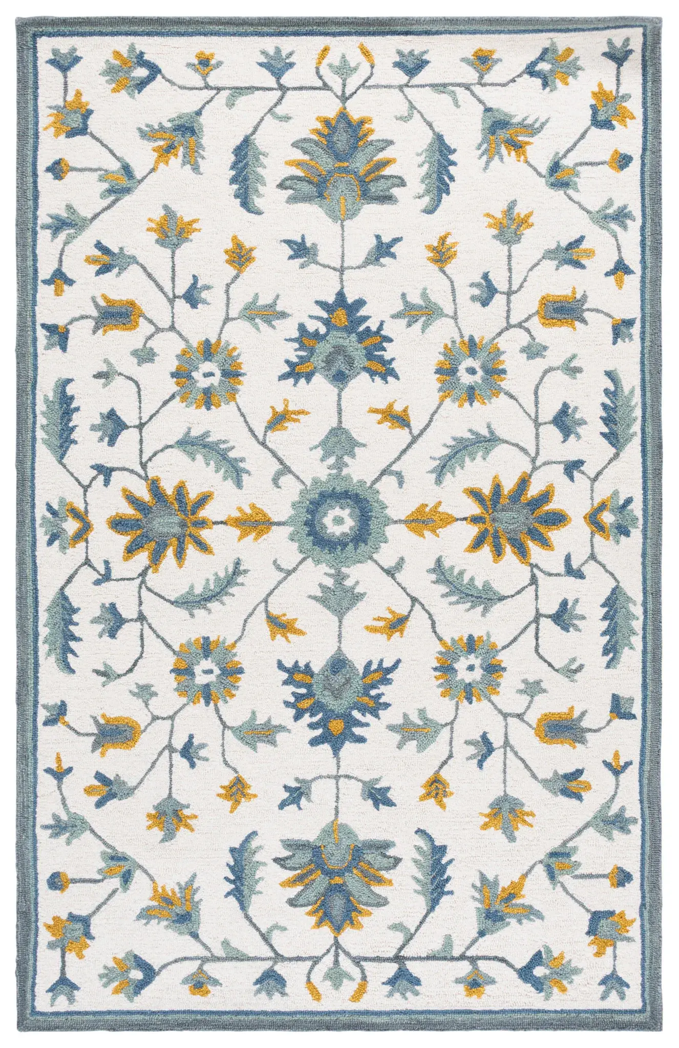 Metro Floral Vine Arabesque Hand-Tufted Wool Rug