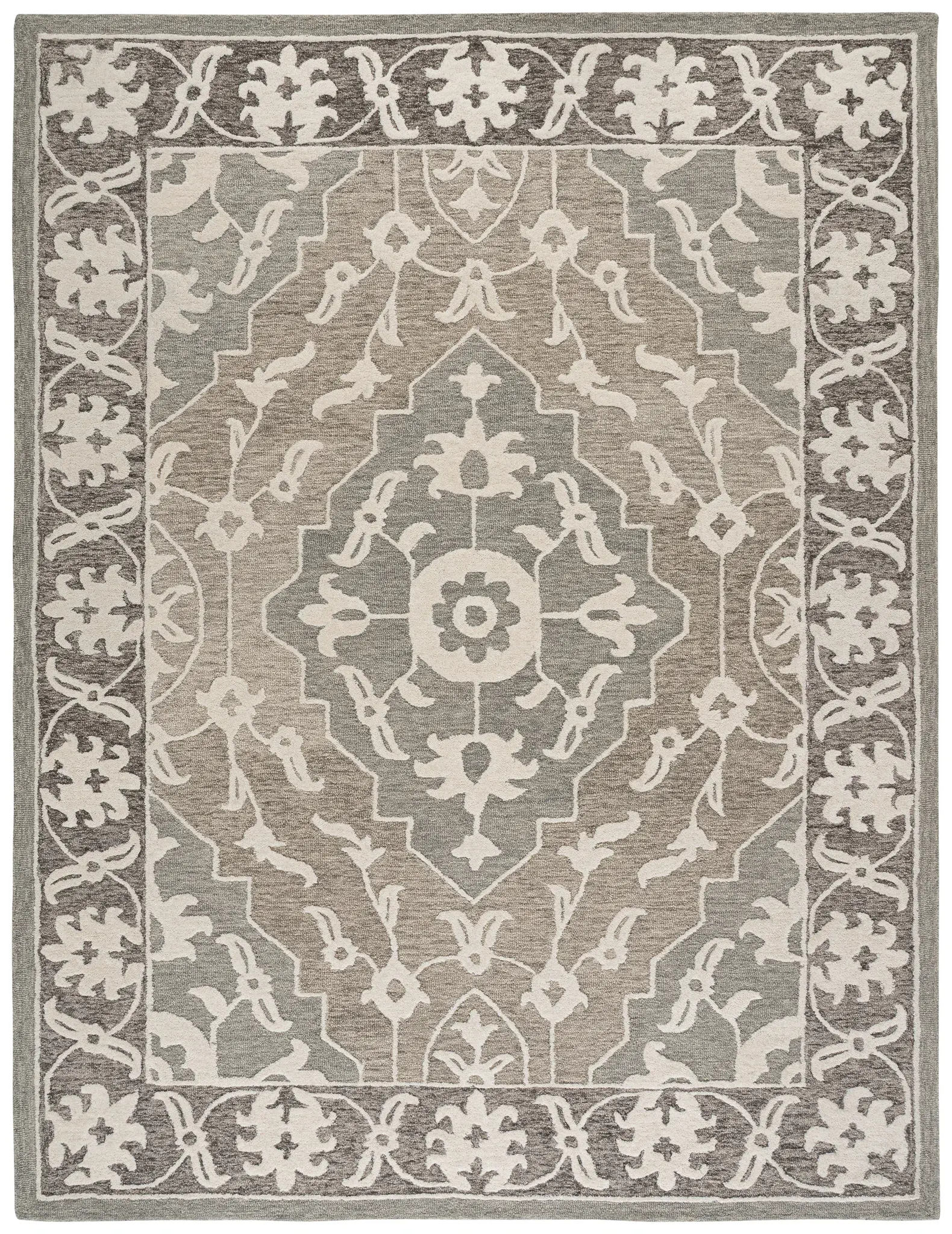 Metro Medallion Border Hand-Tufted Wool Rug