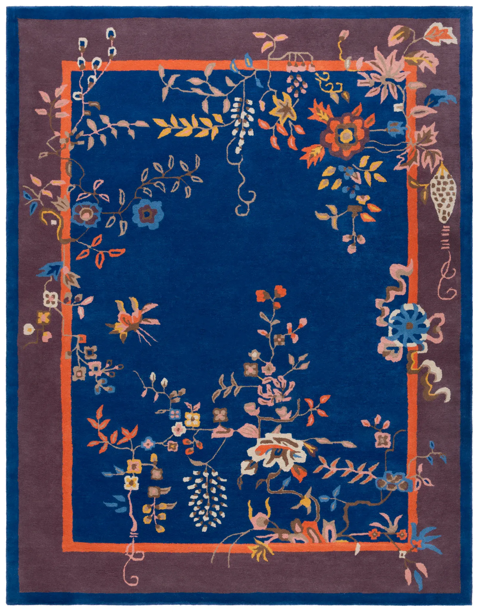 Metro Botanical Border Hand-Tufted Wool Rug