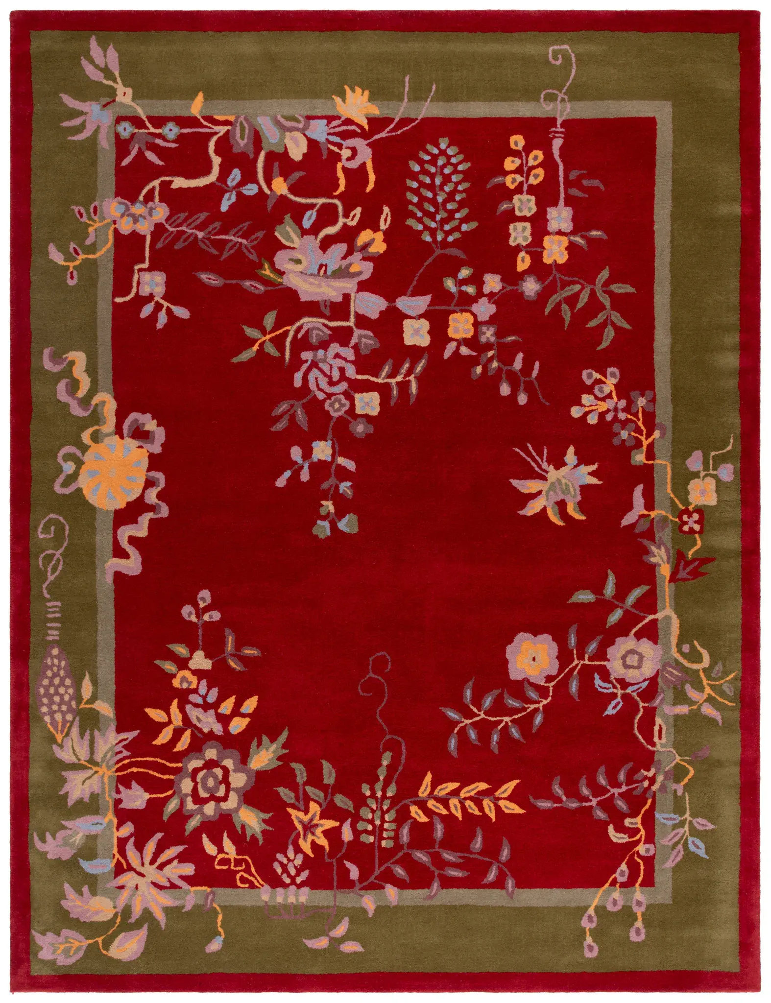 Metro Botanical Border Hand-Tufted Wool Rug