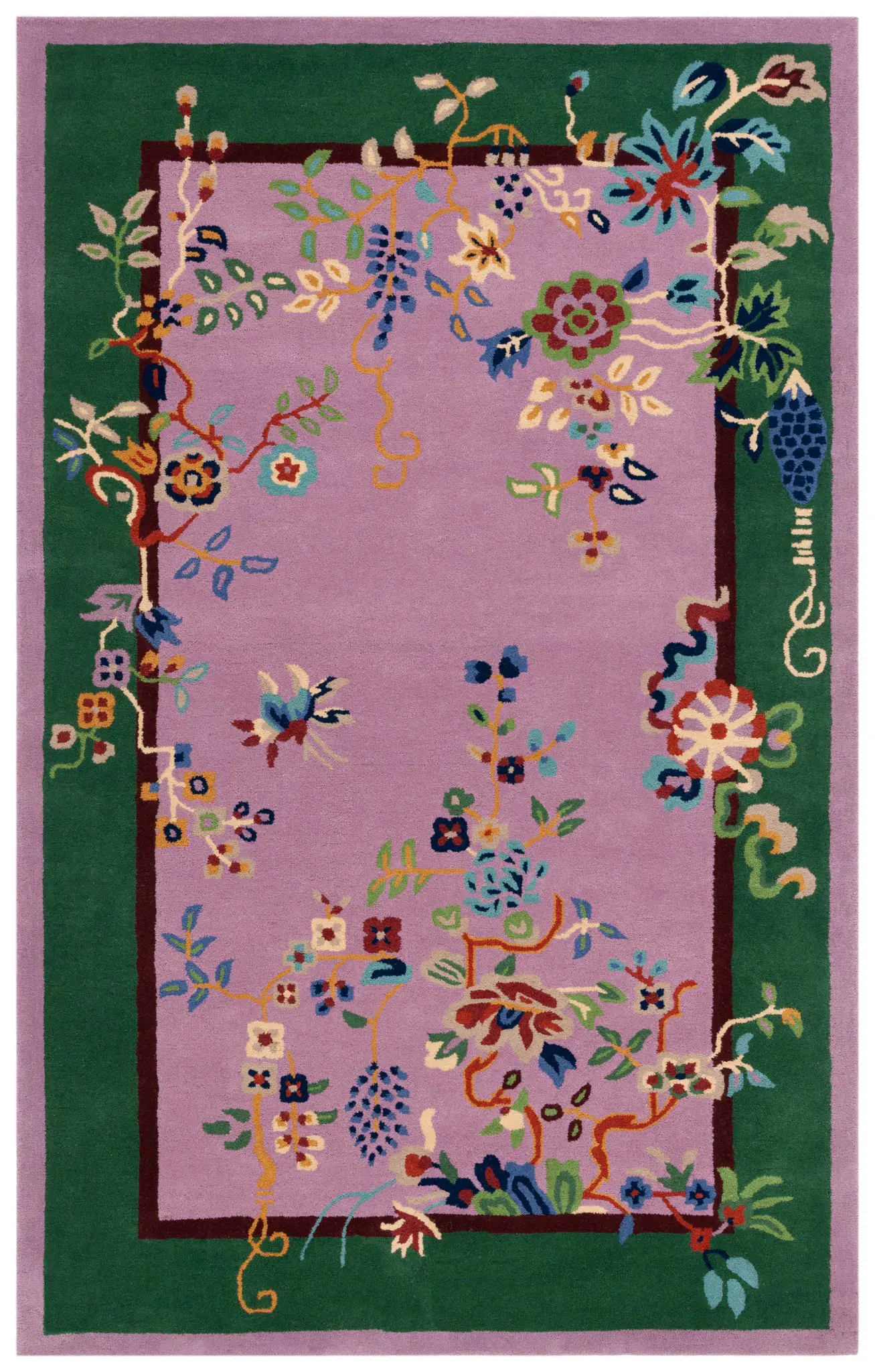 Metro Botanical Border Hand-Tufted Wool Rug