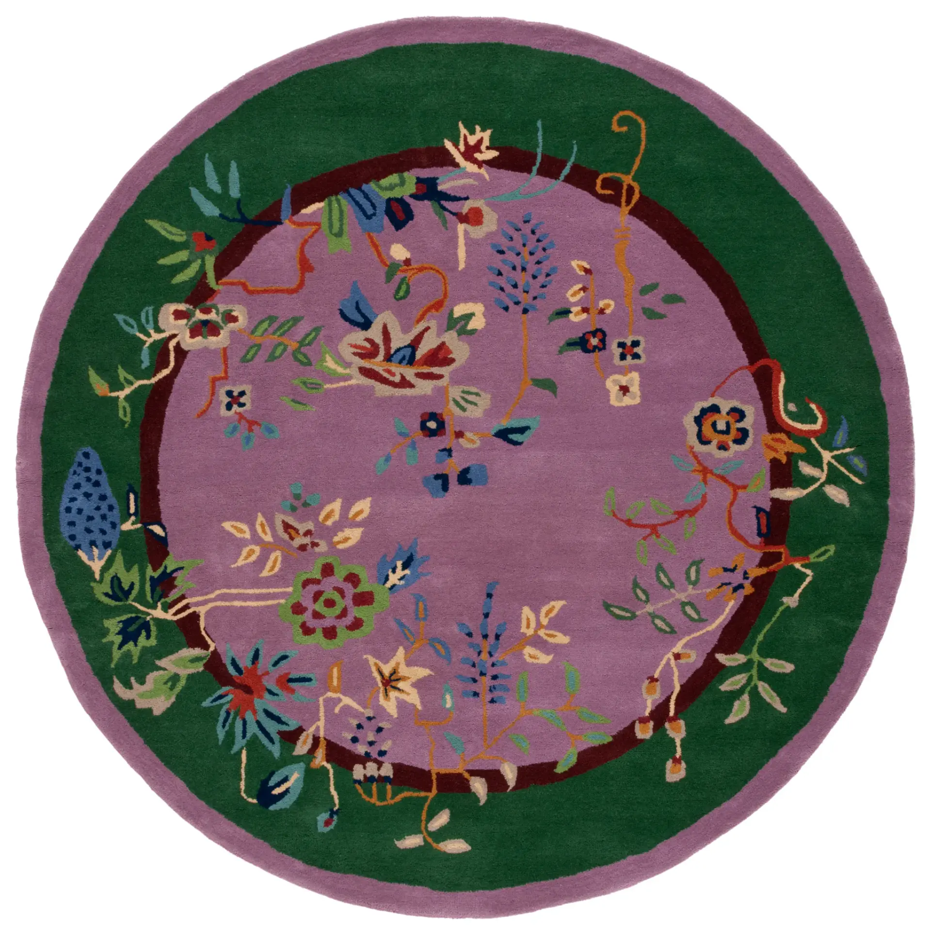 Metro Botanical Border Hand-Tufted Wool Rug