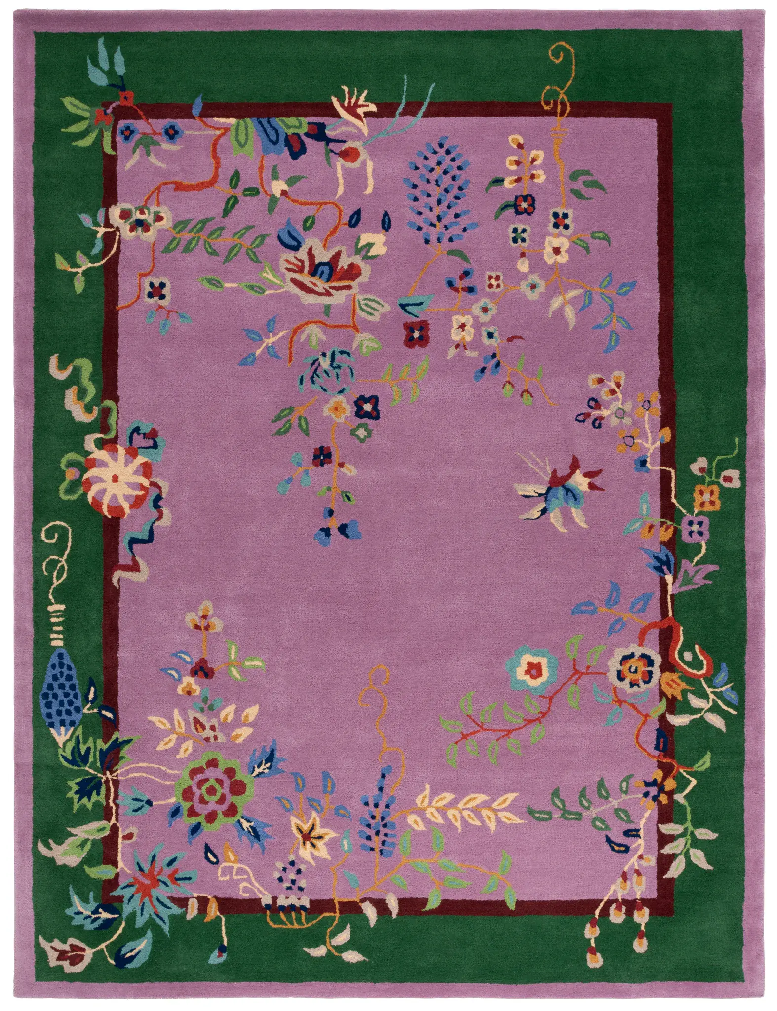 Metro Botanical Border Hand-Tufted Wool Rug