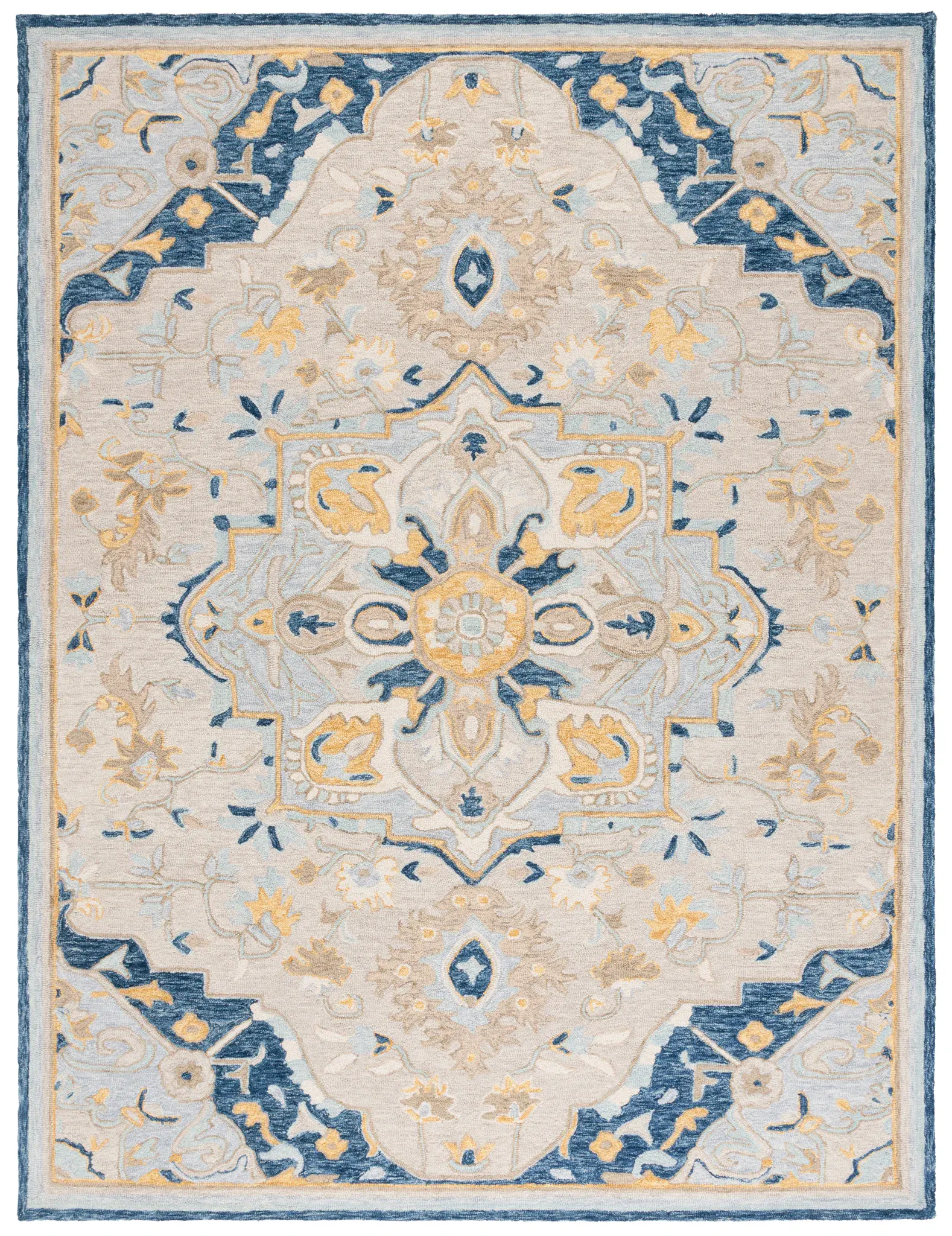 Metro Ornamental Medallion Hand-Tufted Wool Rug
