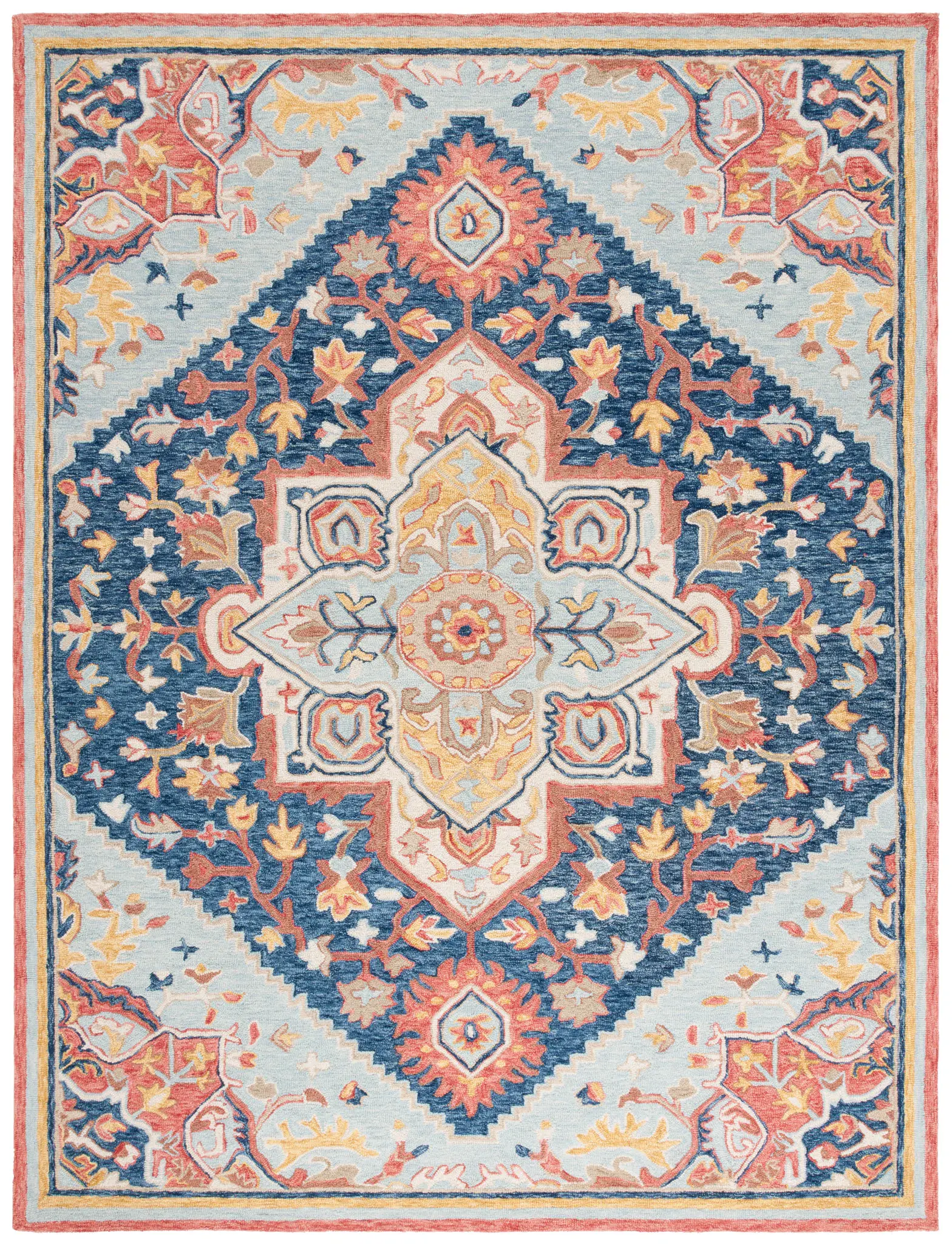 Metro Stepped Palmette Medallion Hand-Tufted Wool Rug