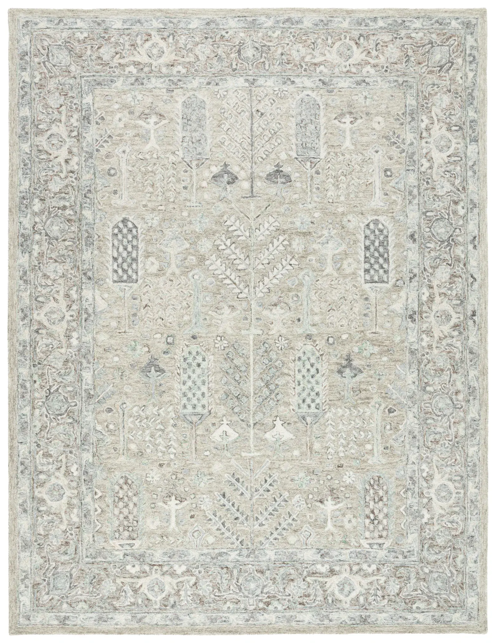Metro Garden Border Hand-Tufted Wool Rug