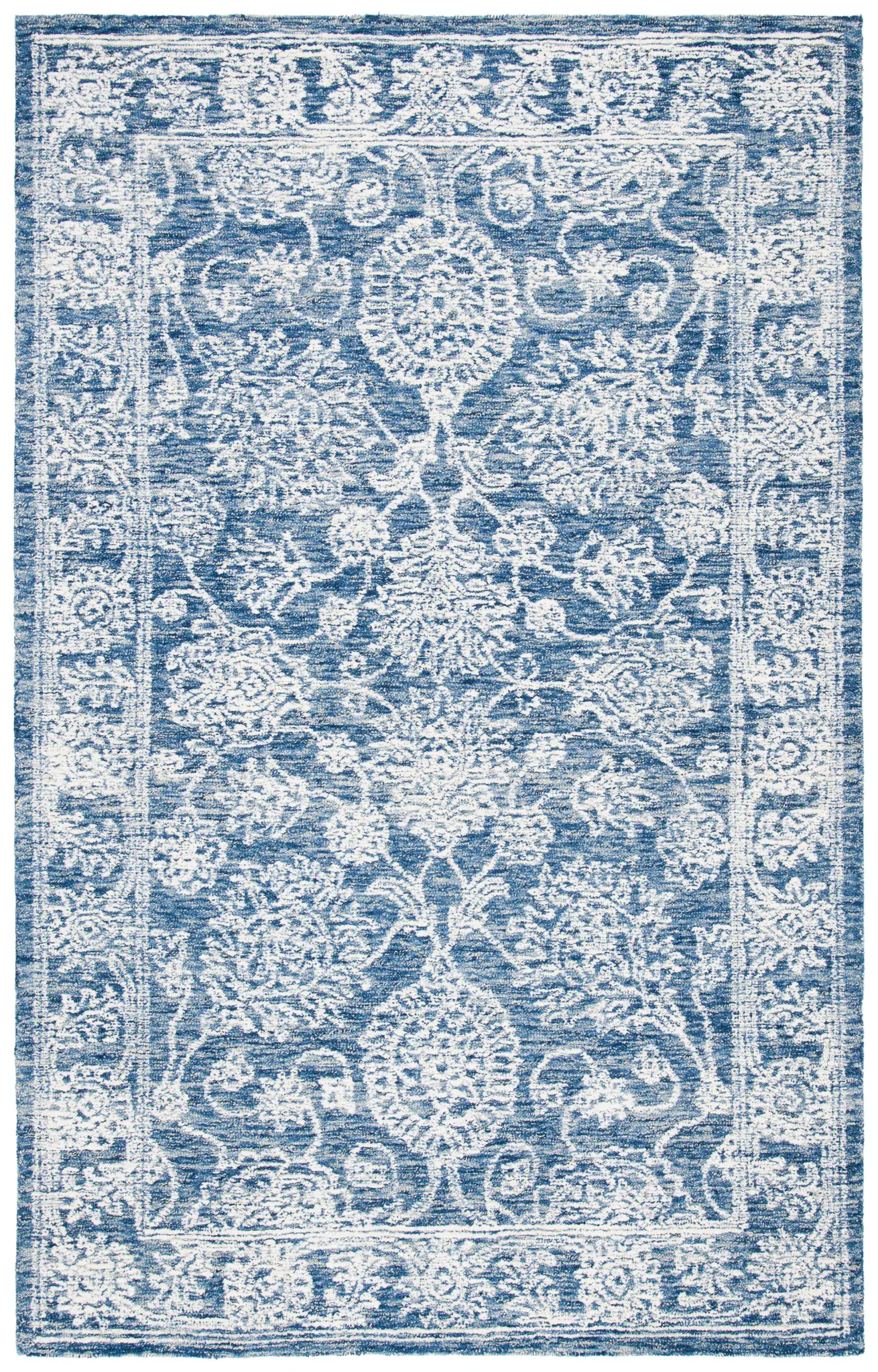 Metro Floral Bordered Hand-Tufted Wool Rug