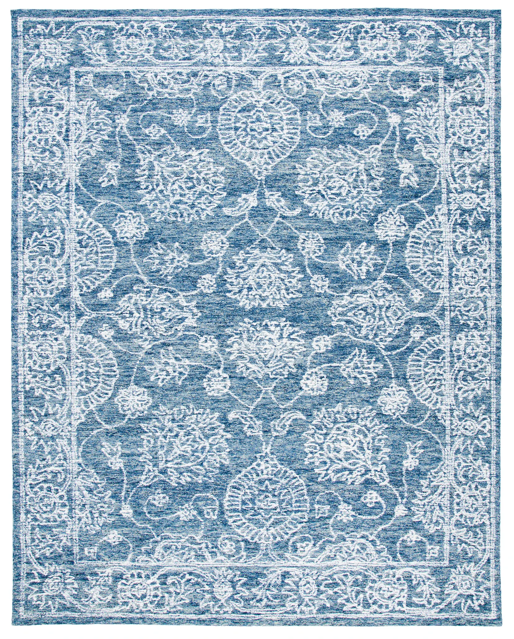 Metro Floral Bordered Hand-Tufted Wool Rug