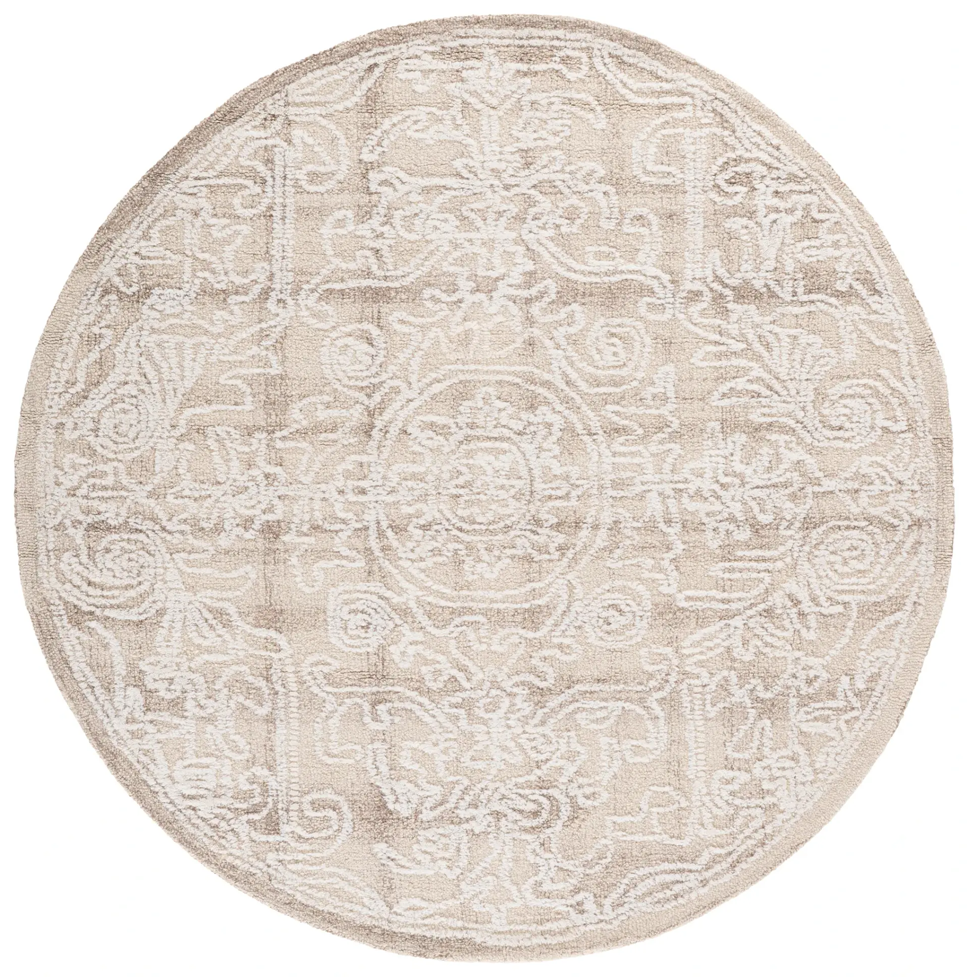 Metro Vintage Round Medallion Hand-Tufted Wool Rug
