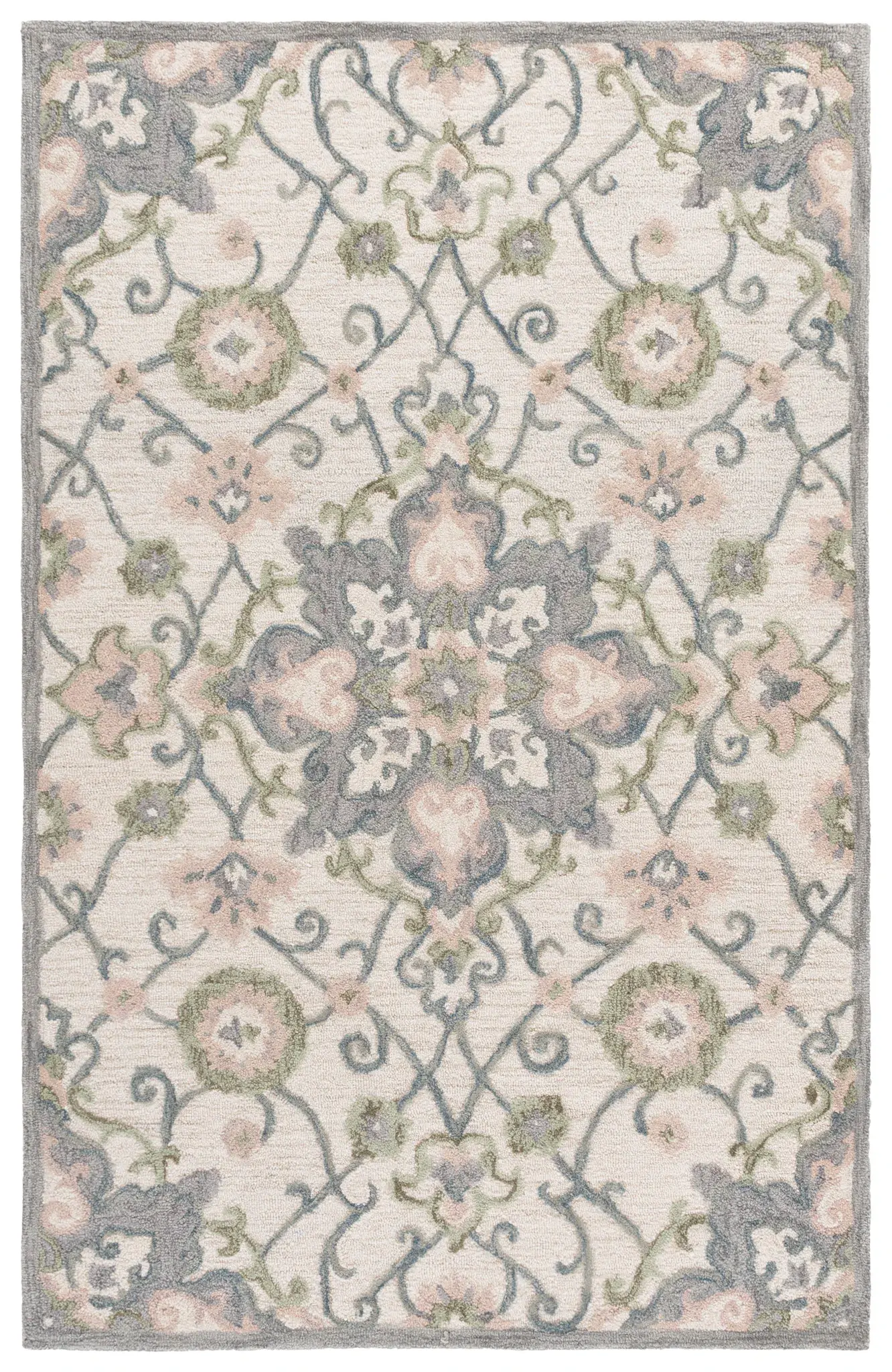 Metro Scroll Trellis Medallion Hand-Tufted Wool Rug