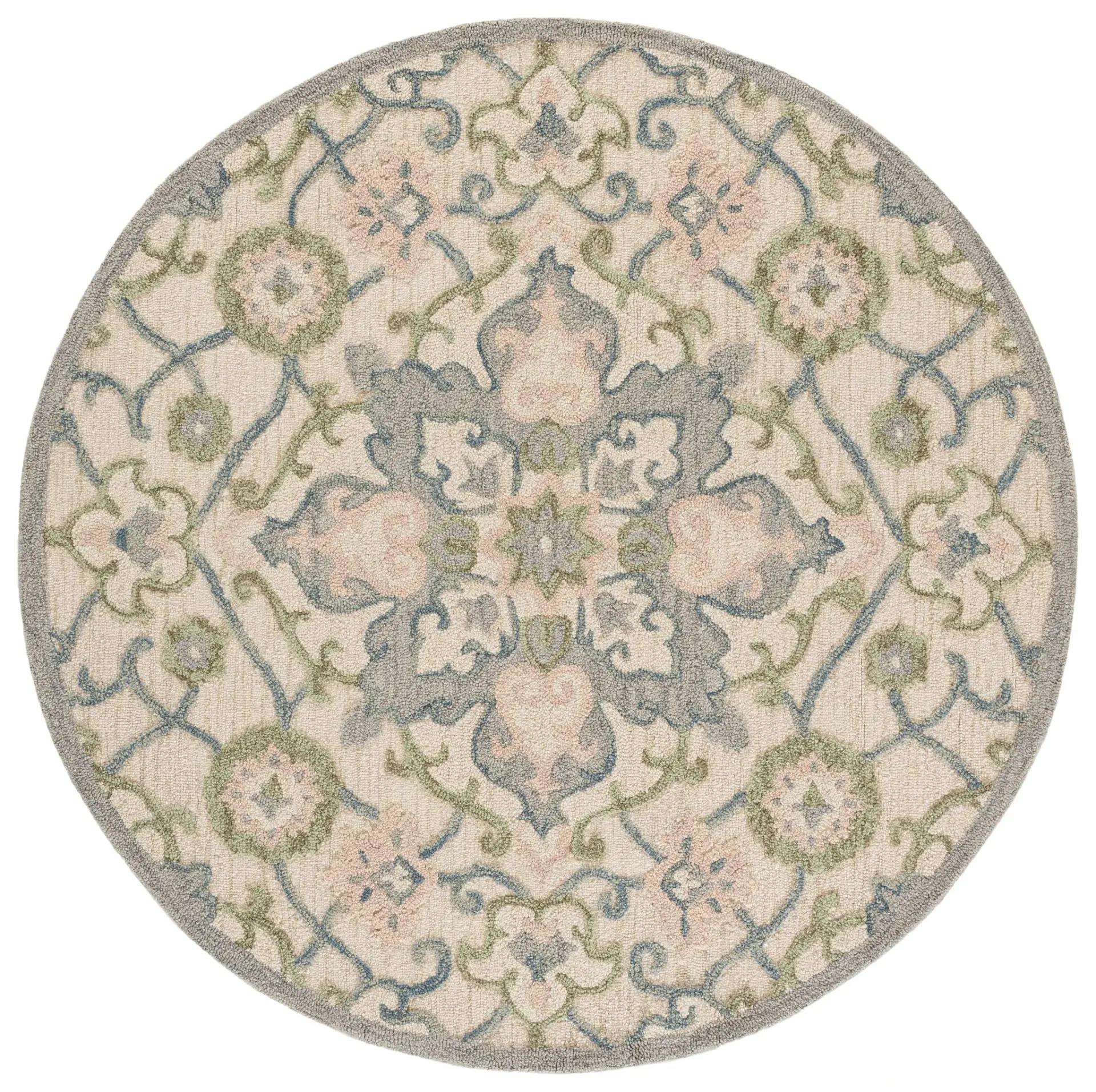 Metro Scroll Trellis Medallion Hand-Tufted Wool Rug