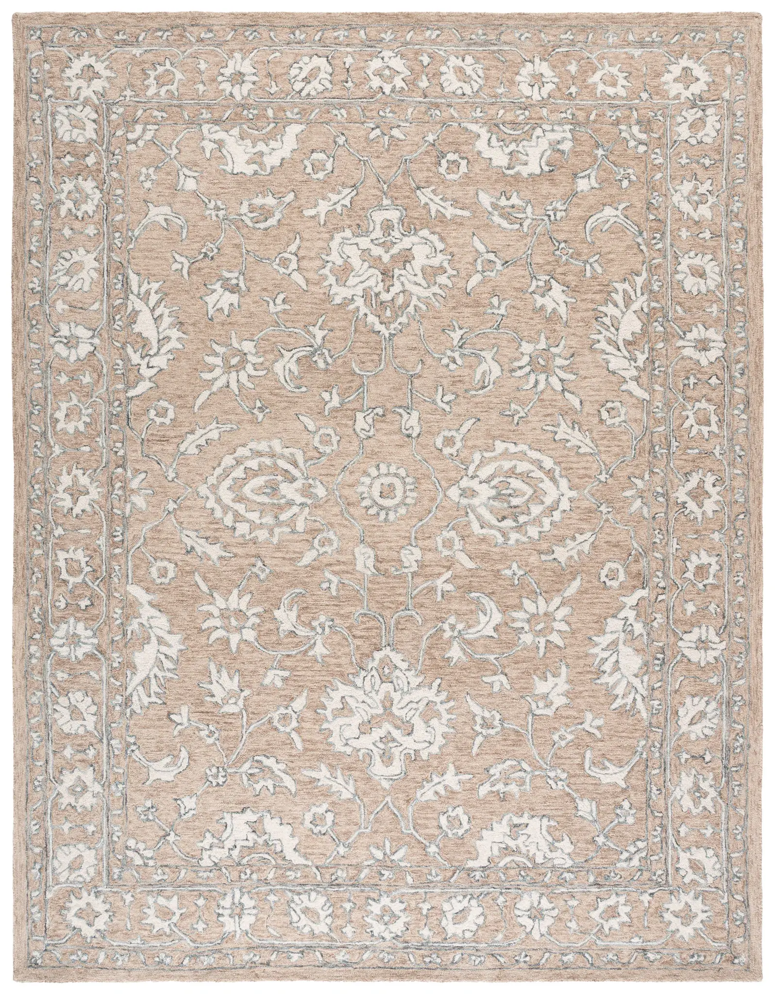 Metro Large-Scale Palmette Bordered Hand-Tufted Wool Rug