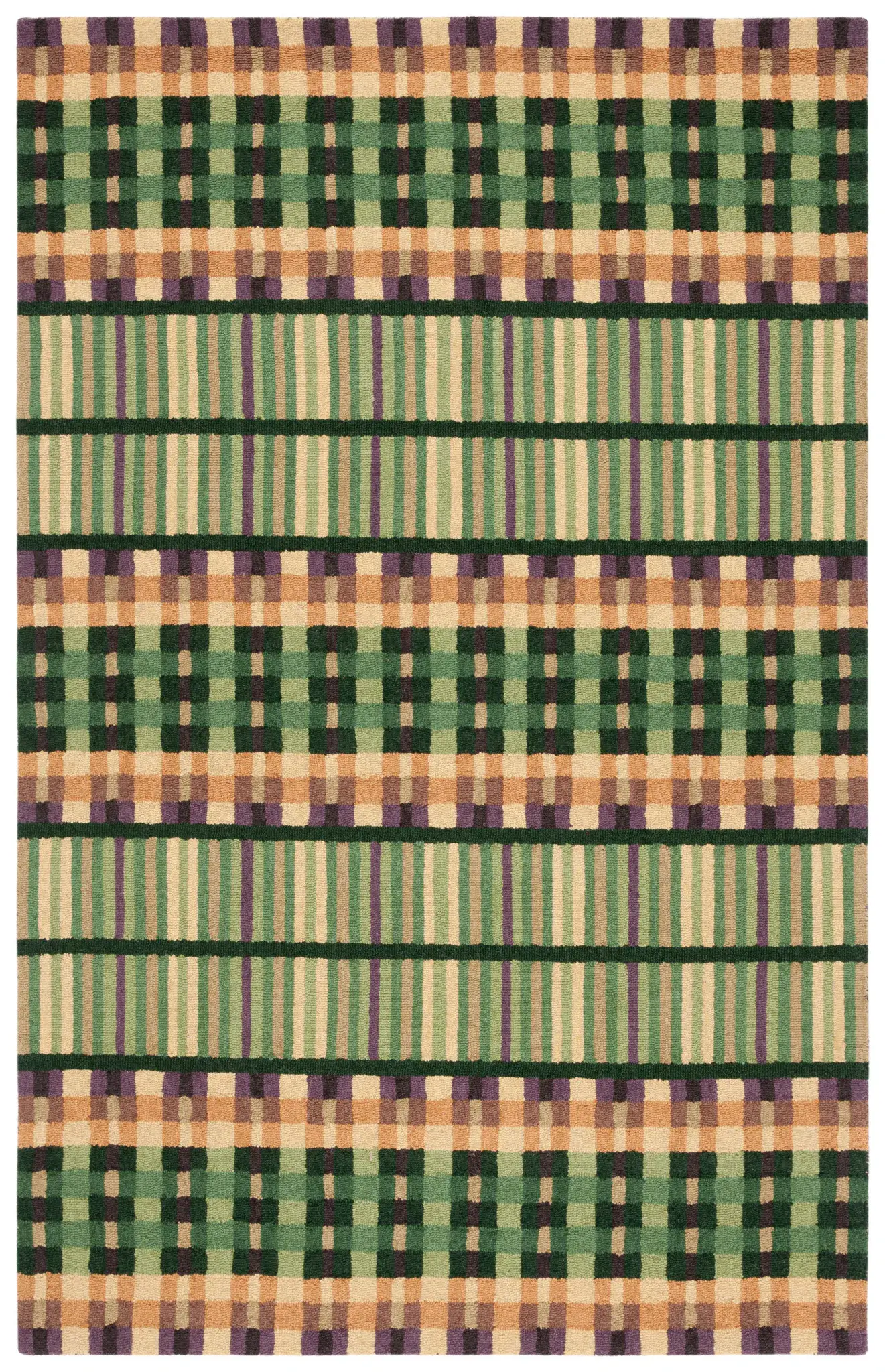 Metro Checkered And Striped Hand-Tufted Wool Rug