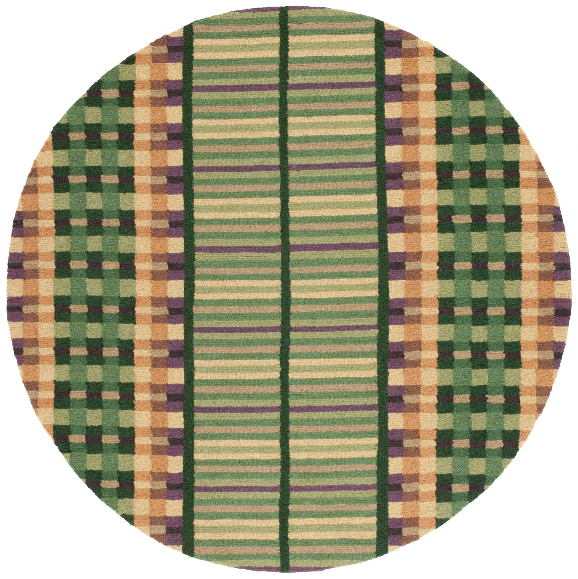 Metro Checkered And Striped Hand-Tufted Wool Rug