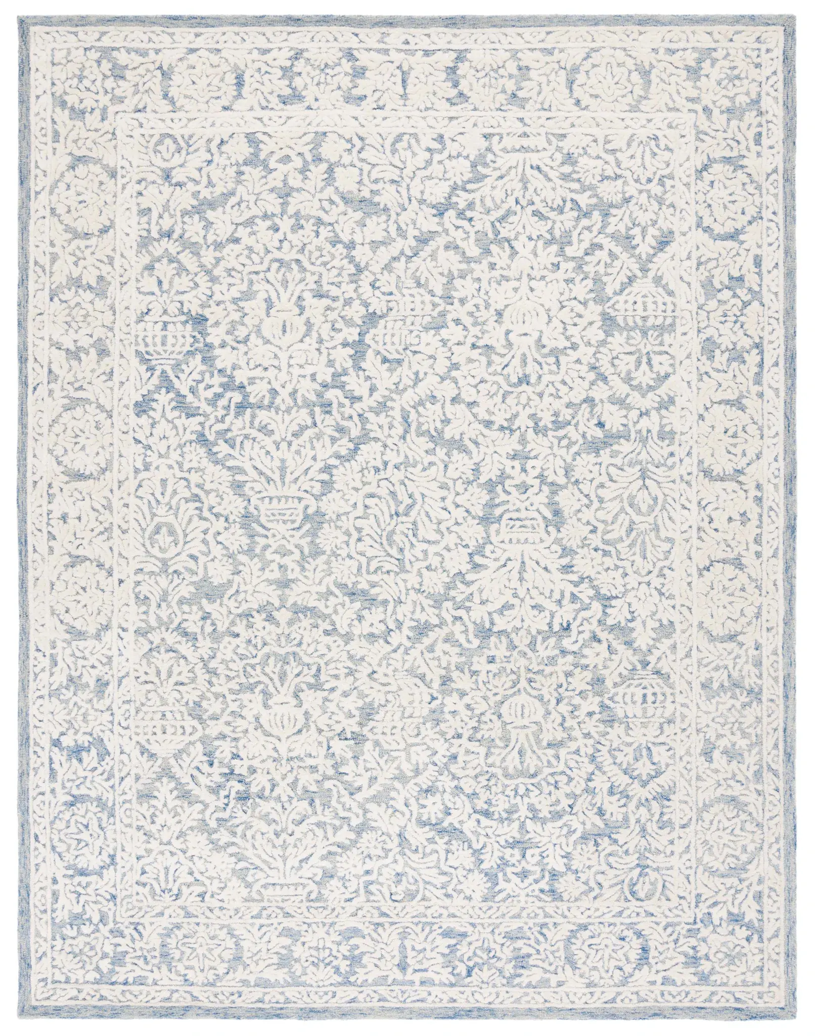 Metro Floral Border Hand-Tufted Wool Rug