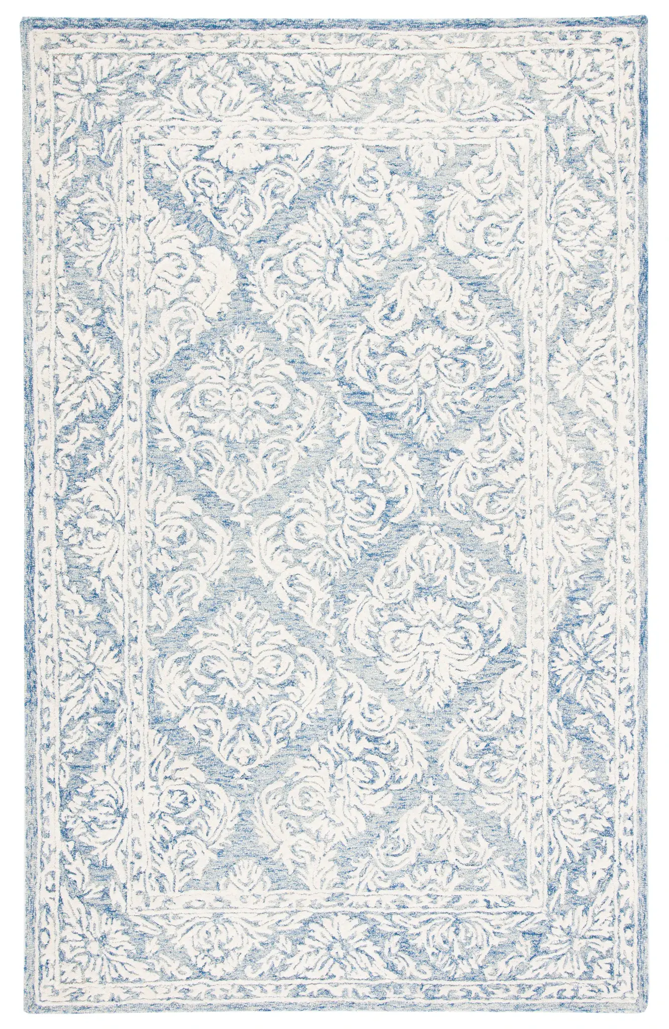 Metro Damask Bordered Hand-Tufted Wool Rug
