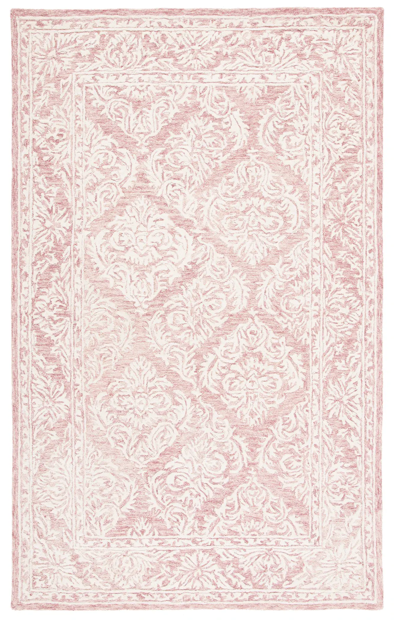 Metro Damask Bordered Hand-Tufted Wool Rug