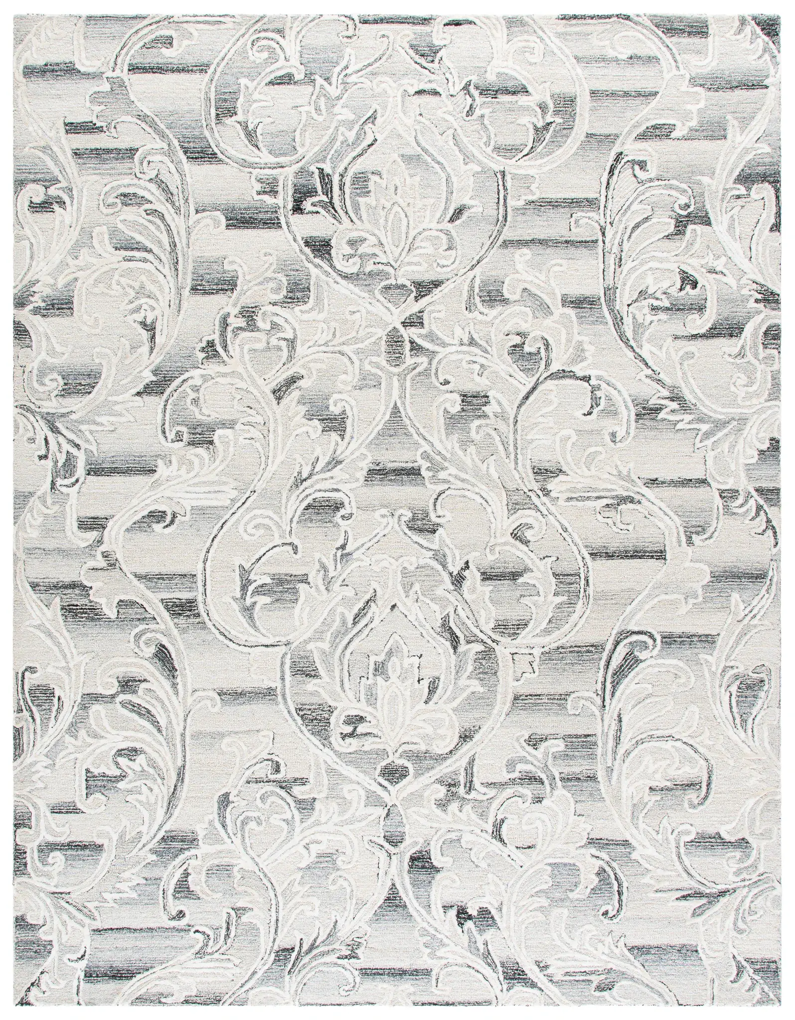 Metro Floral Scroll Hand-Tufted Wool Rug