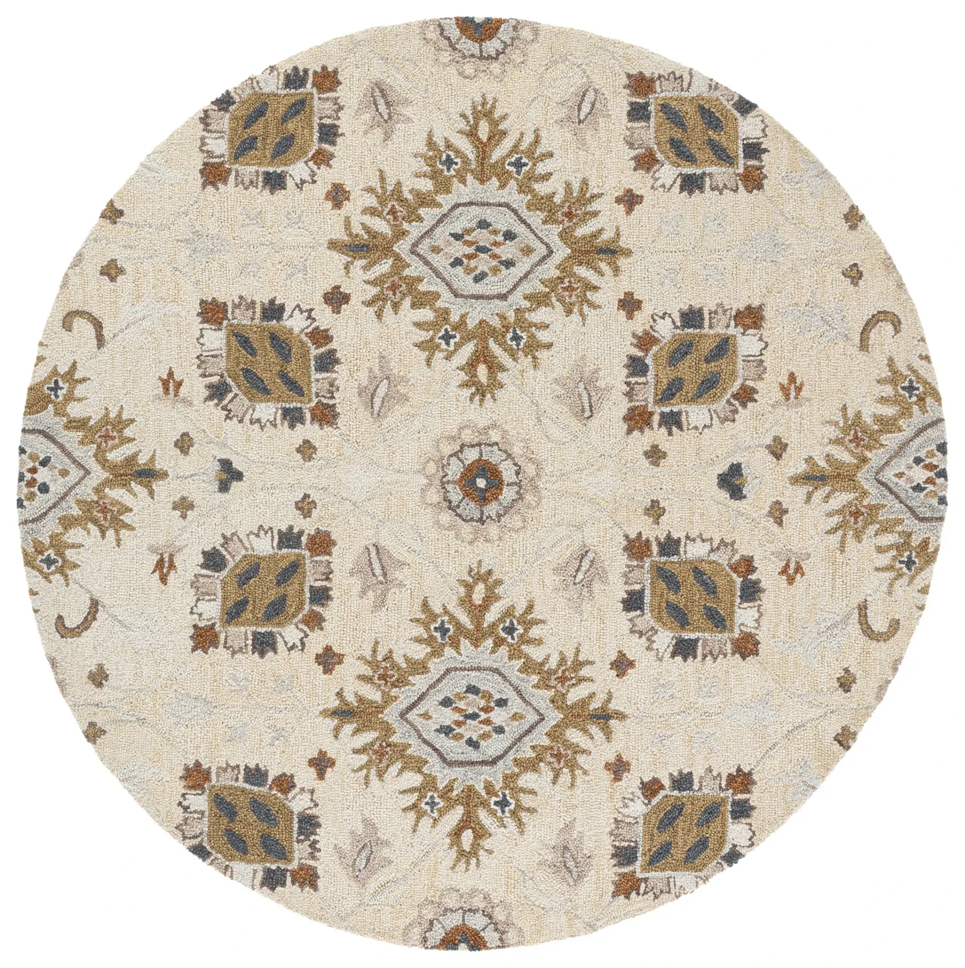 Metro Tribal Rosette Hand-Tufted Wool Rug
