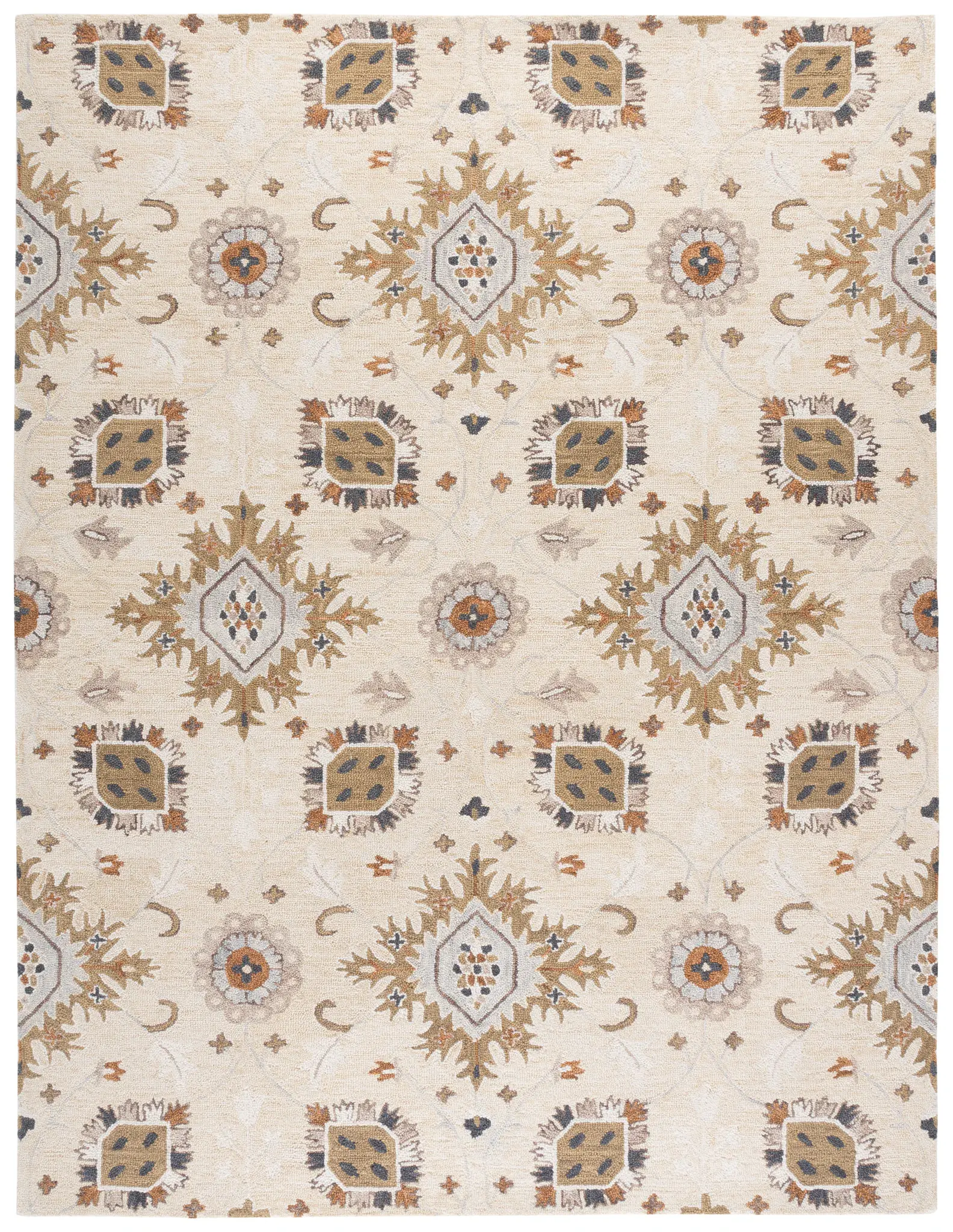 Metro Tribal Rosette Hand-Tufted Wool Rug