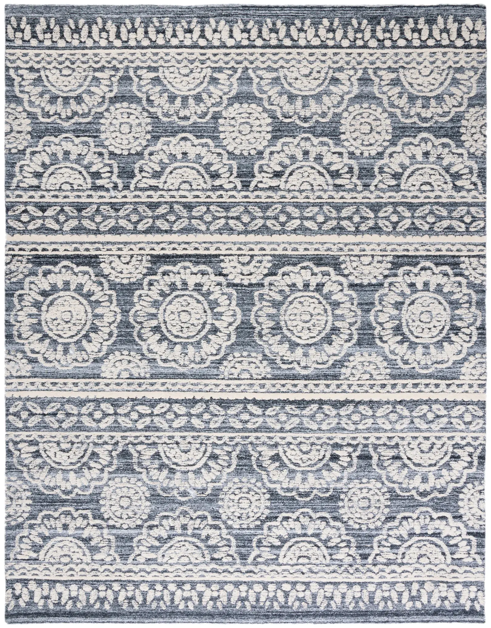 Metro Banded Floral Hand-Tufted Rug