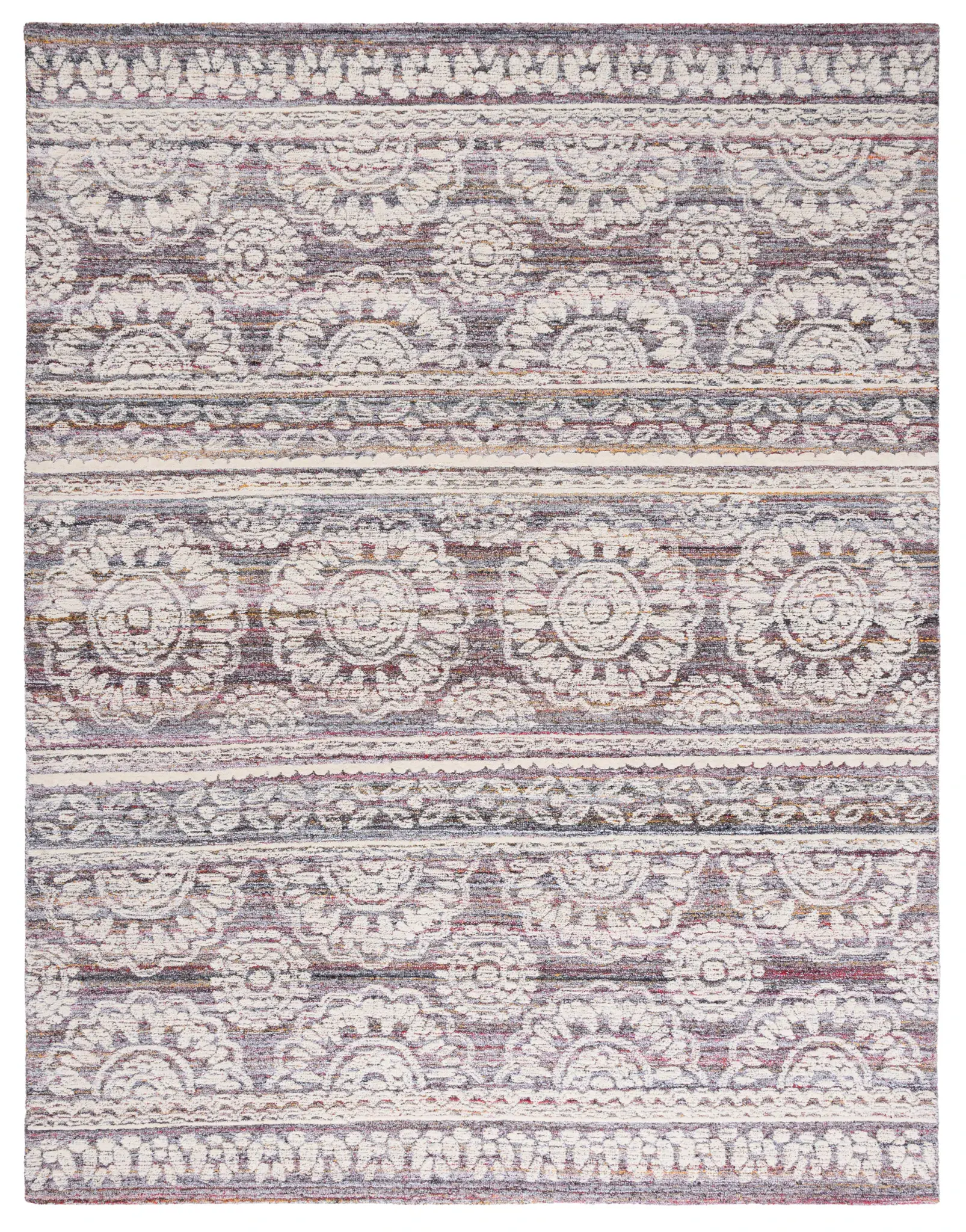 Metro Banded Floral Hand-Tufted Rug