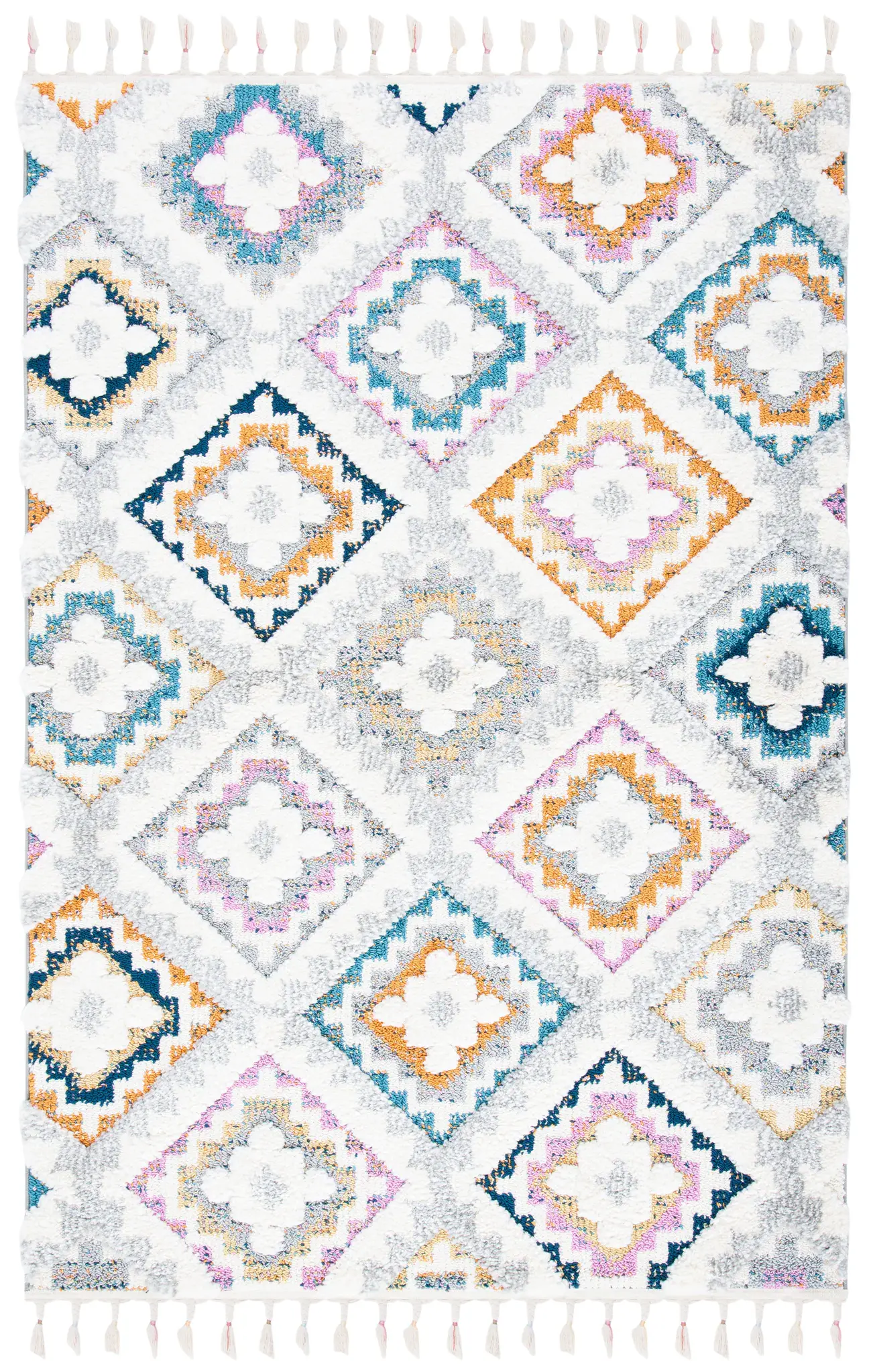 Moroccan Fringe Tribal Diamond Shag Rug