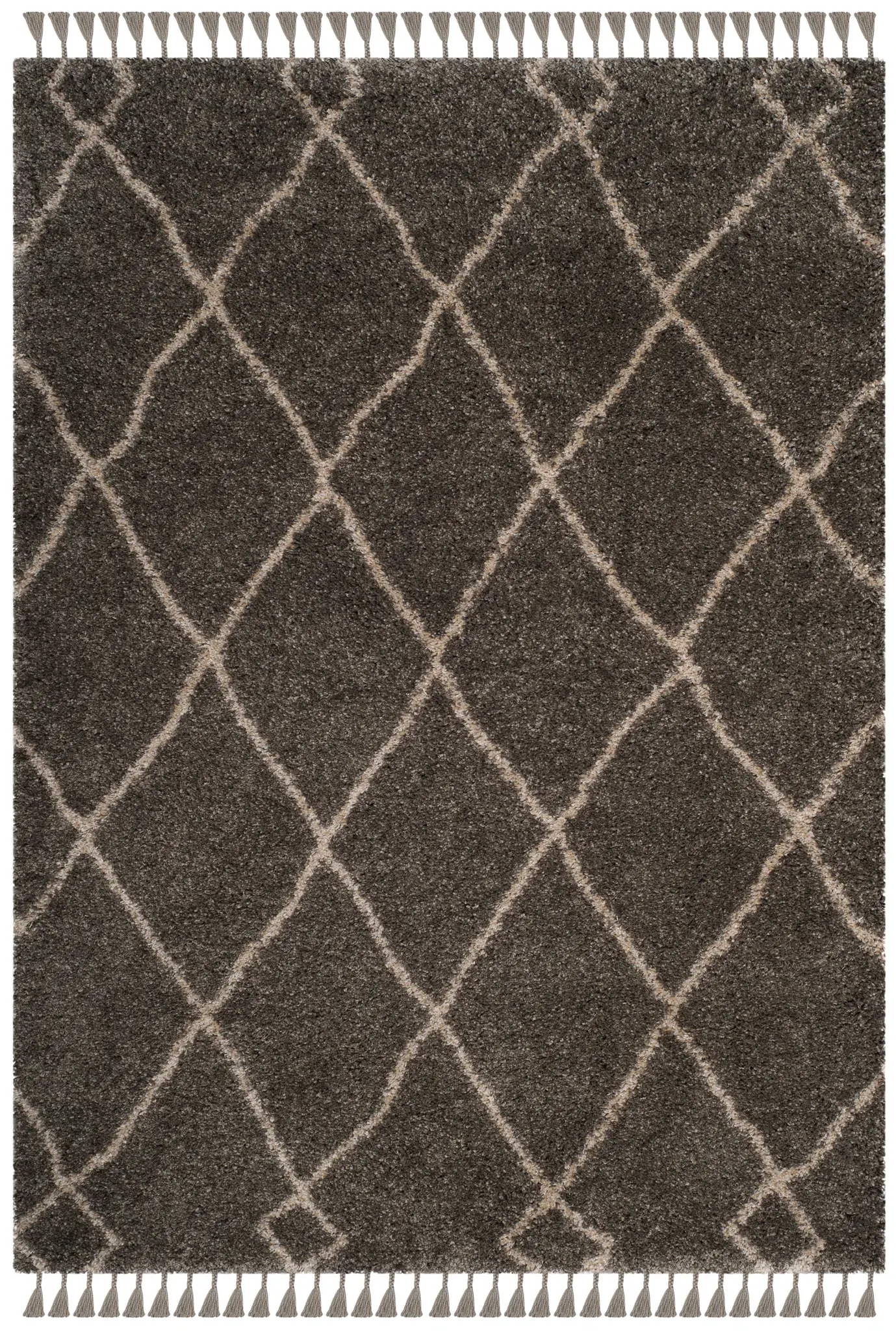 Moroccan Fringe Diamond Trellis Shag Rug