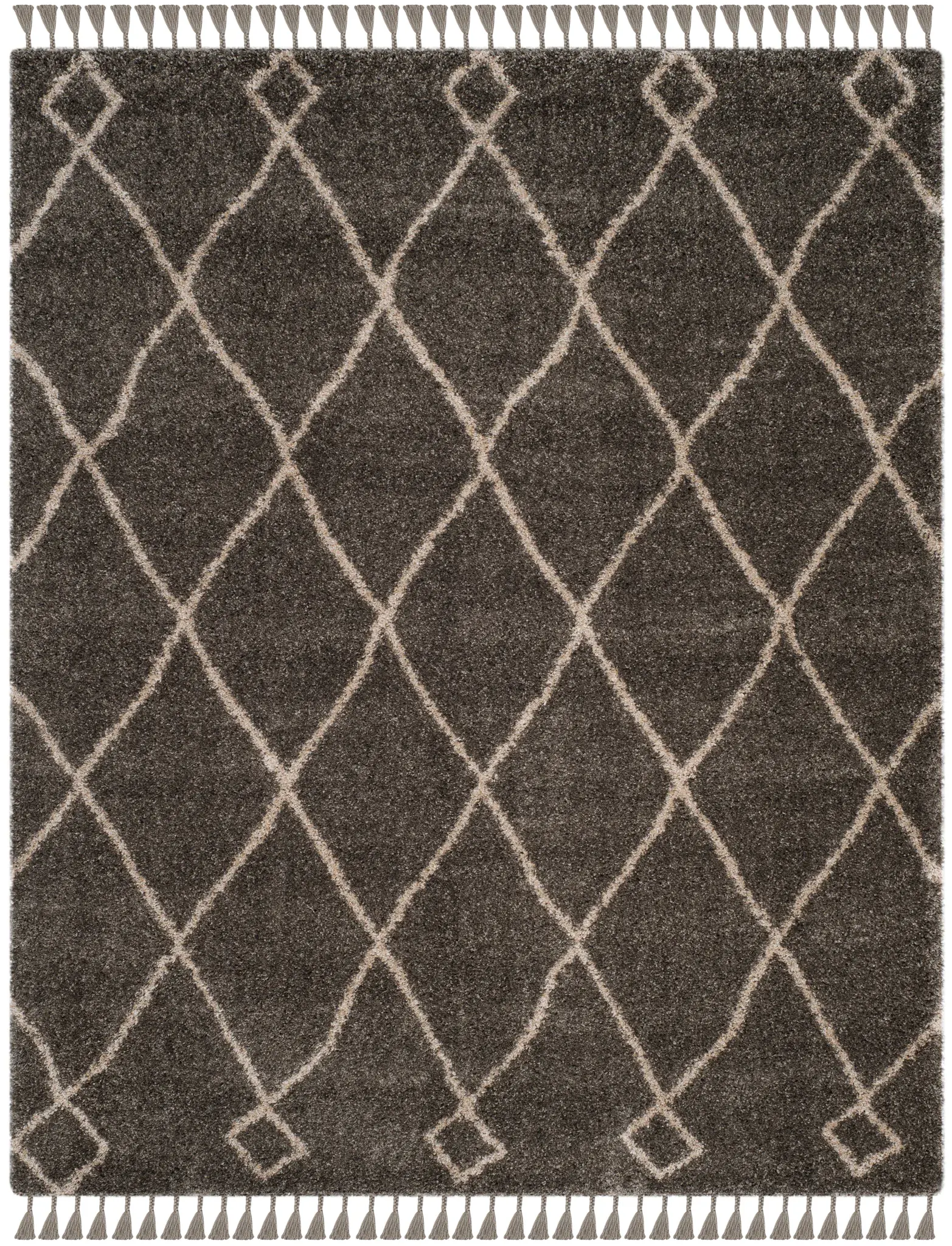 Moroccan Fringe Diamond Trellis Shag Rug