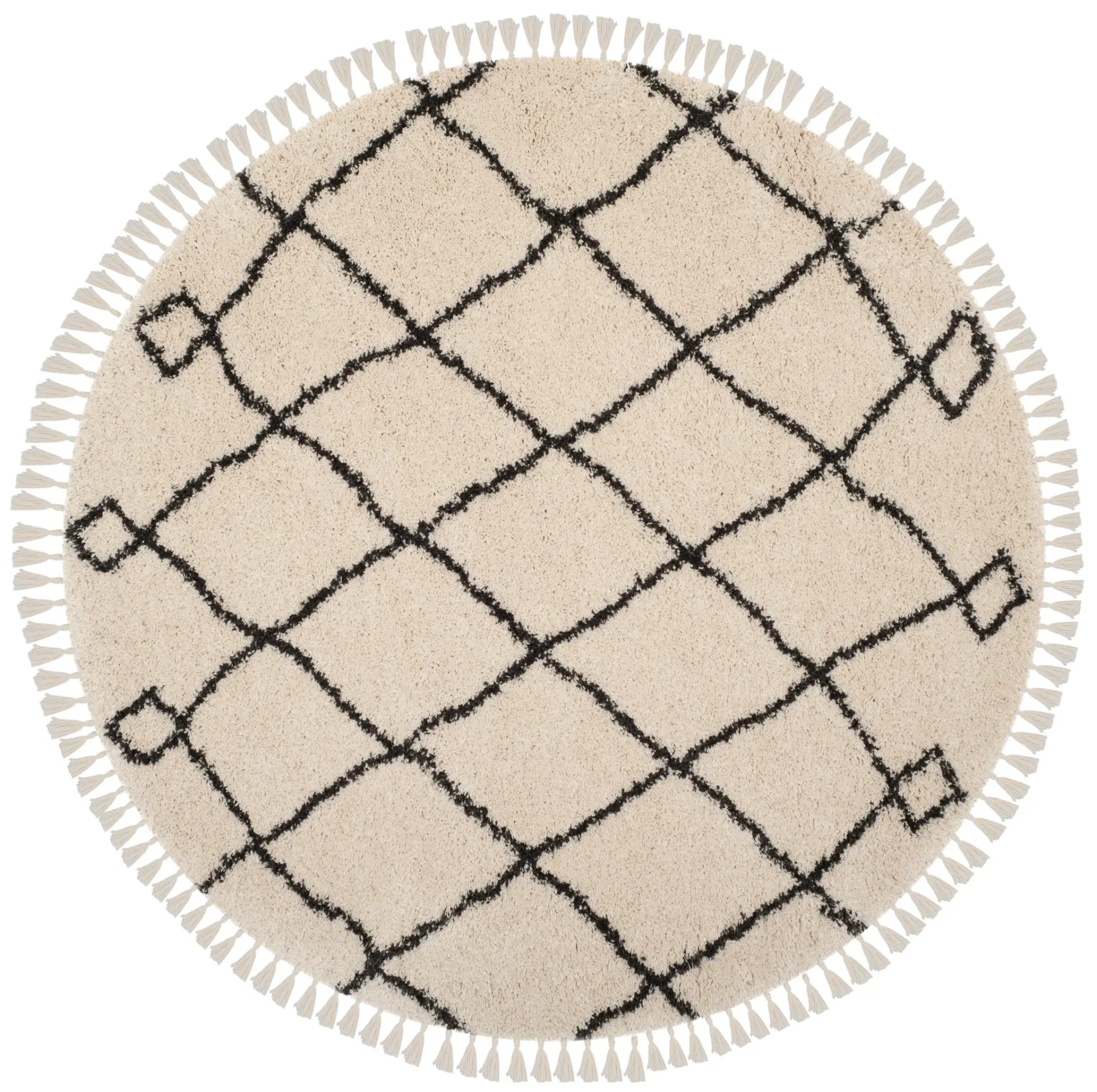 Moroccan Fringe Diamond Trellis Shag Rug