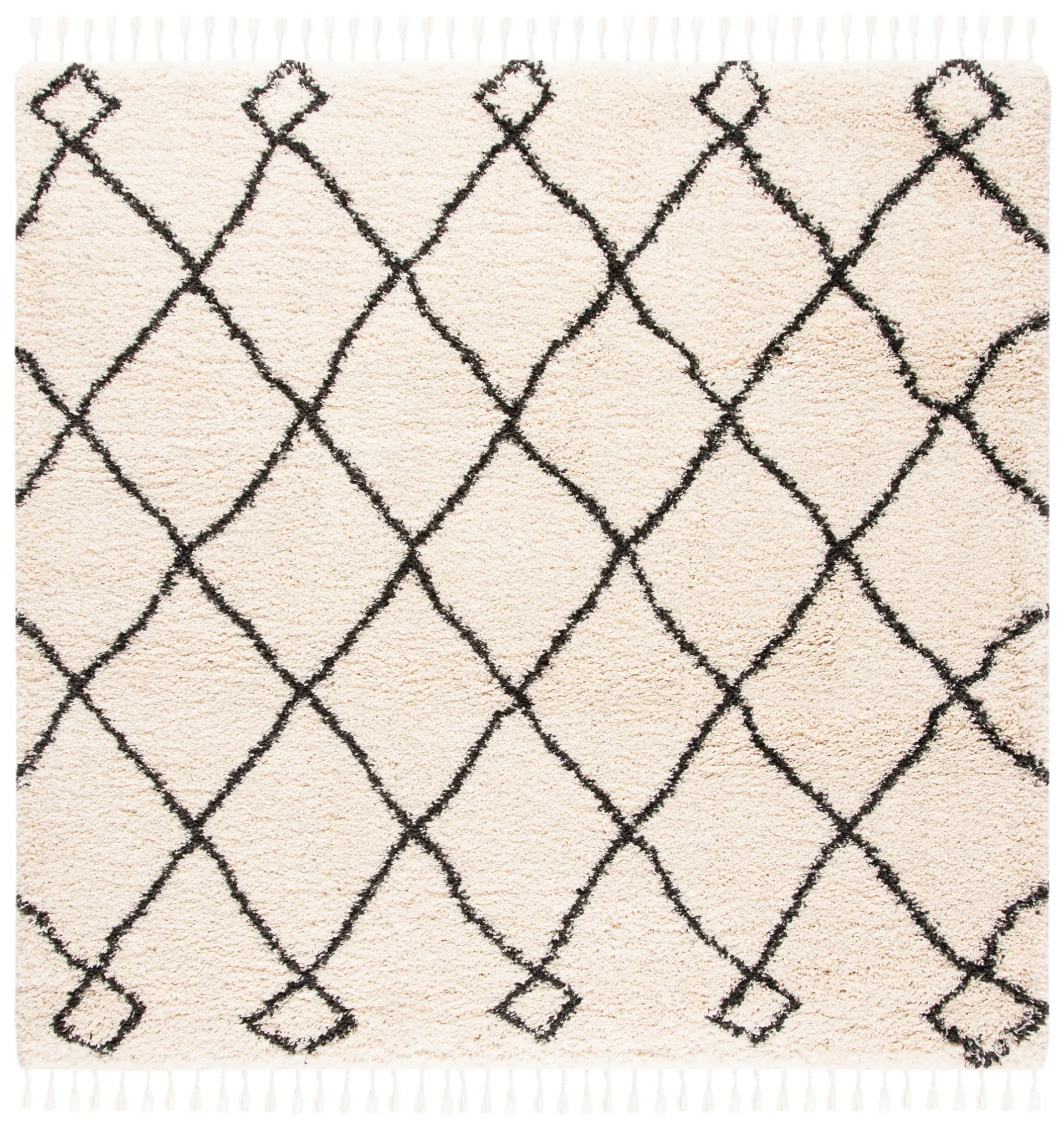 Moroccan Fringe Diamond Trellis Shag Rug
