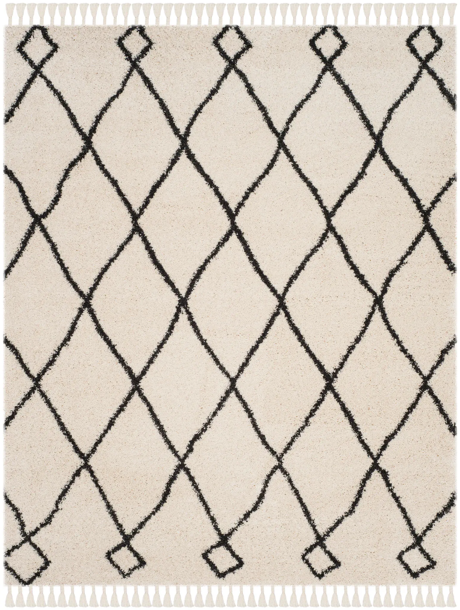 Moroccan Fringe Diamond Trellis Shag Rug