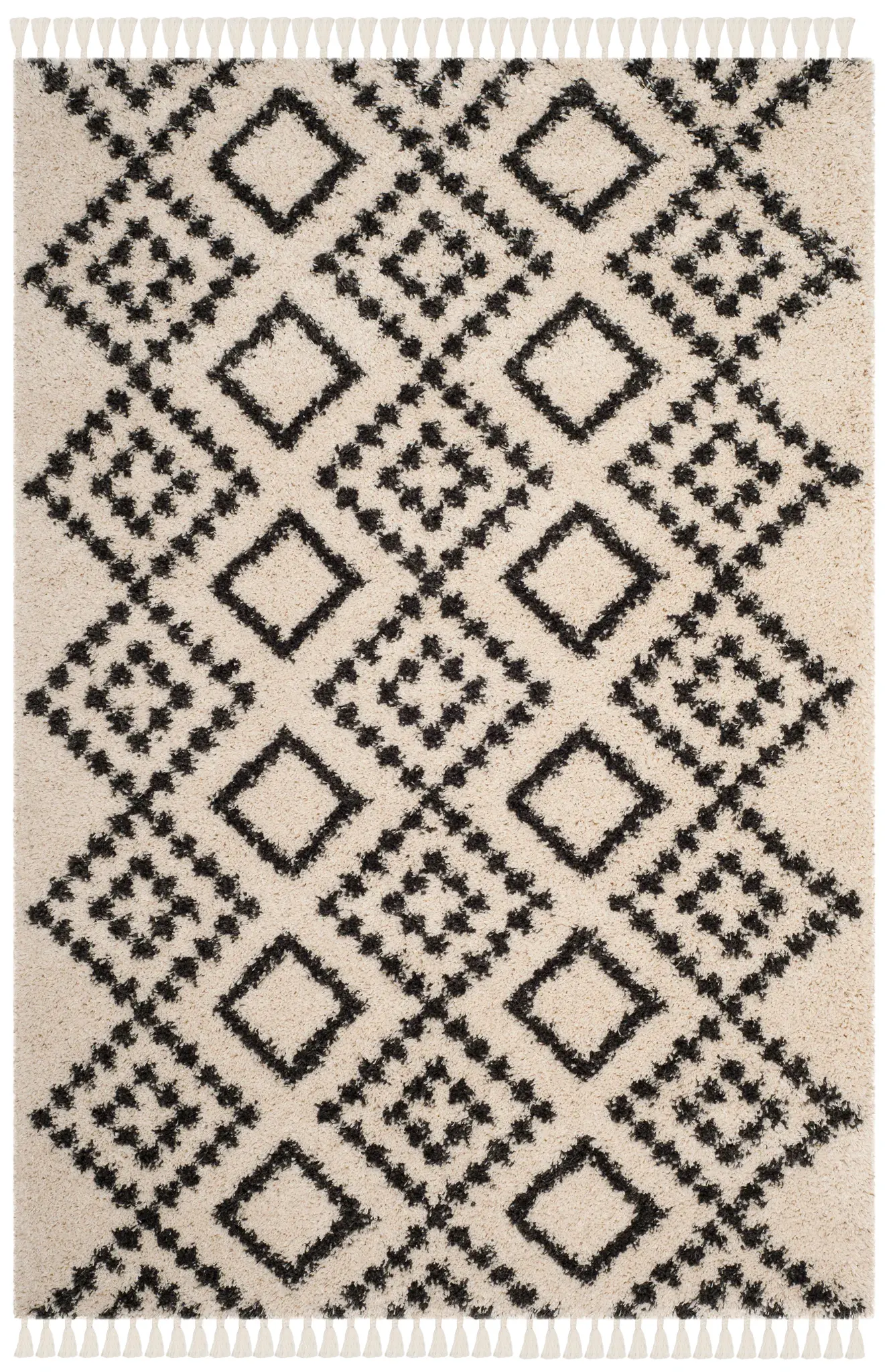 Moroccan Fringe Dotted Diamond Shag Rug